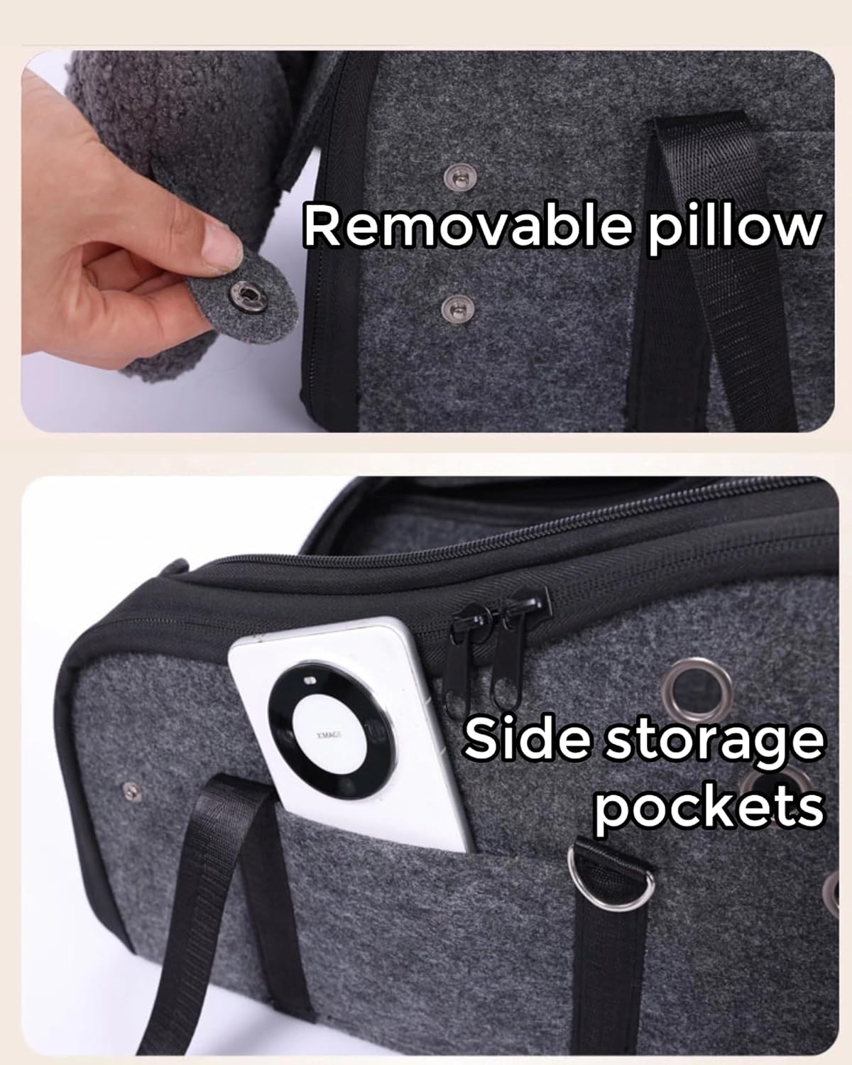 Center Console Dog Car Seat for Small Dogs 0-15 lbs, Pet Car Bed with Adjustable Safety Straps & Hook, Secure Comfortable Puppy Seat for Middle Console