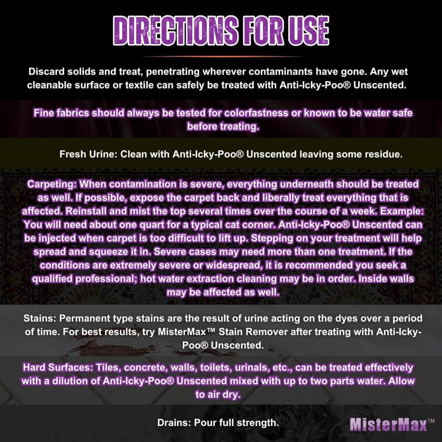 Mister Max Anti Icky Poo Pet Urine Enzyme Cleaner & Feces Odor Remover, Enzymatic Cleaner for Dog & Cat Urine, Pet Odor Remover Spray, 1 Gallon & Quart Size Unscented