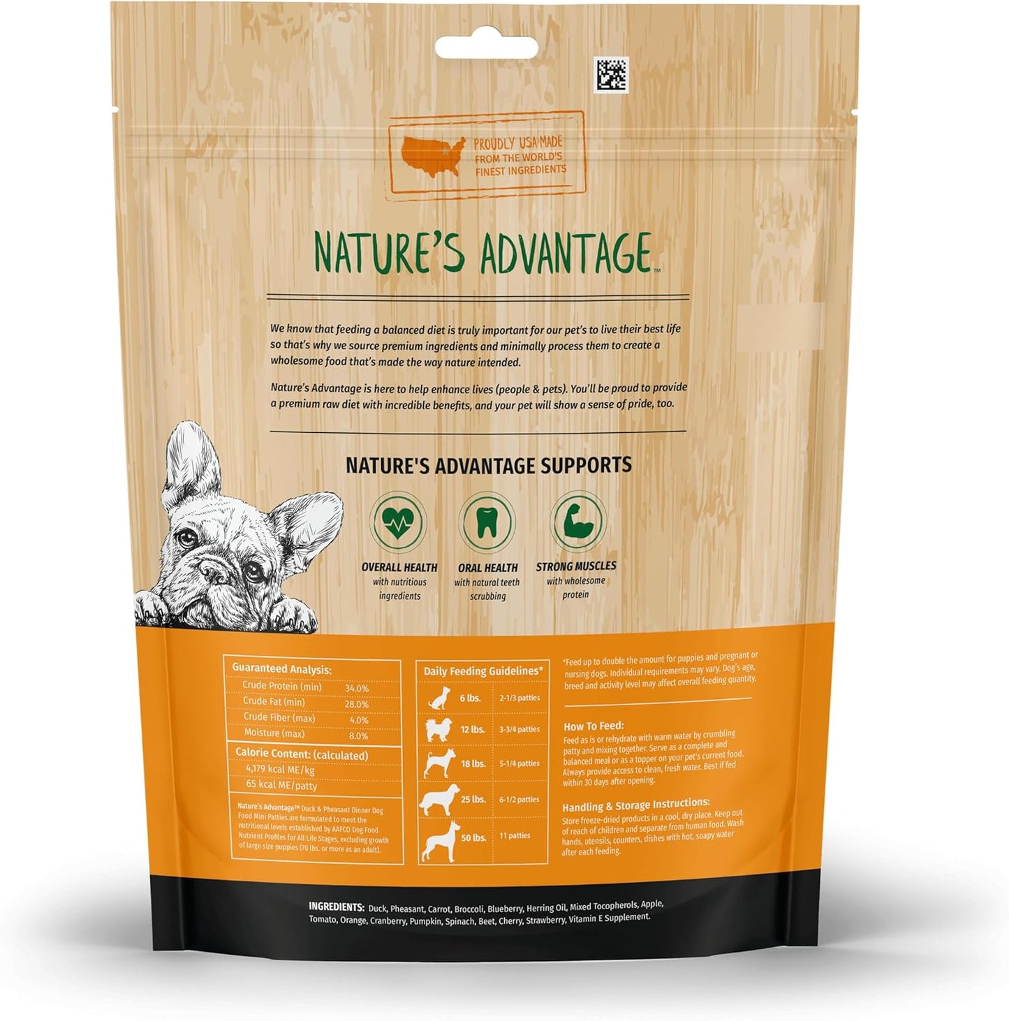 Nature's Advantage Freeze-Dried Raw Duck & Pheasant Dinner Dog Food Mini Patties, 14 oz | Grain Free, High Protein Nutrition (Pack of 2)