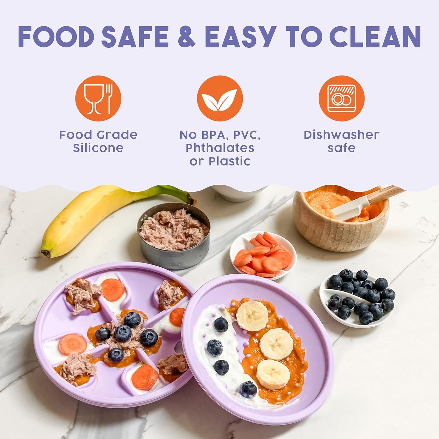 Awoo Flying Saucer Toy - 3-in-1 Silicone Dog Treat Puzzle, Lick Mat and Slow Feeder - for Wet and Dry Food - Dishwasher Safe Pet Toy - Enrichment Game for Dogs from 30 to 90 lbs - Large (Lavender)