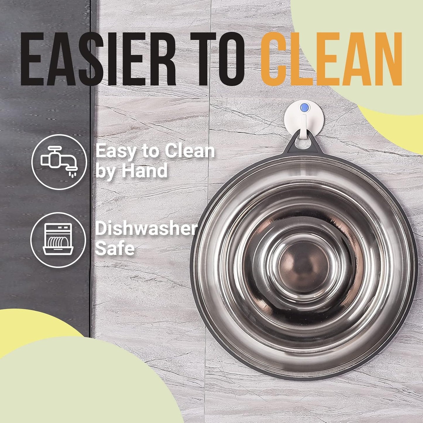 PEGGY11 Stainless Steel Slow Feeder Dog Bowl - Holds 2 Cup, for Medium Size Dogs