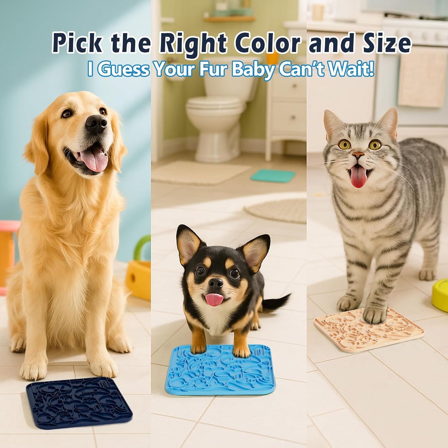 Lick Mat for Dogs & Cats,Dog Lick Mat with Suction Cups for Anxiety Relief, Slow Feeder Dog Licking mat, Puppy Lick mat for Bath Time, Grooming & Training 2 Pack