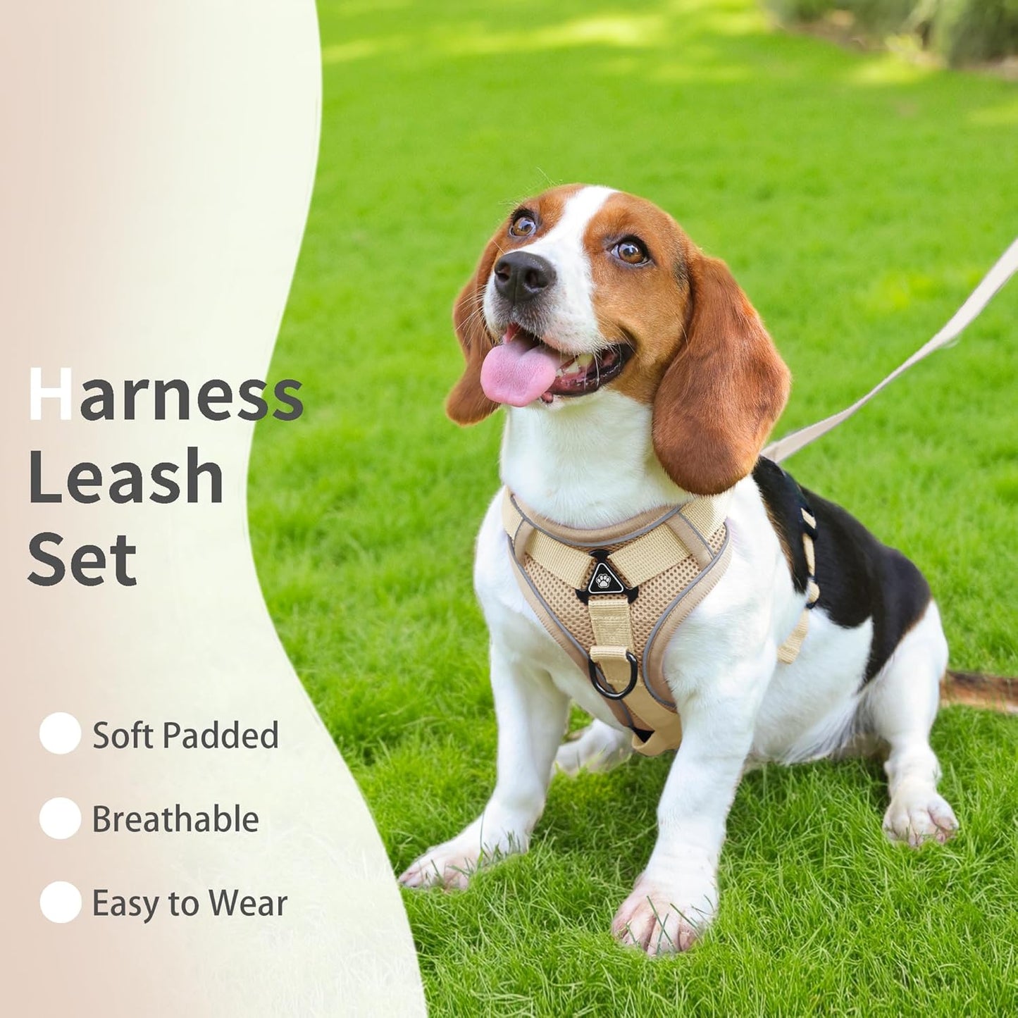 No Pull Dog Harness with Leash Set for Small Sized Dog, Reflective Adjustable No Choke Front Clip Cat Vest Harness with Breathable Mesh, Comfortable Soft Padded Pet Vest, Brown S