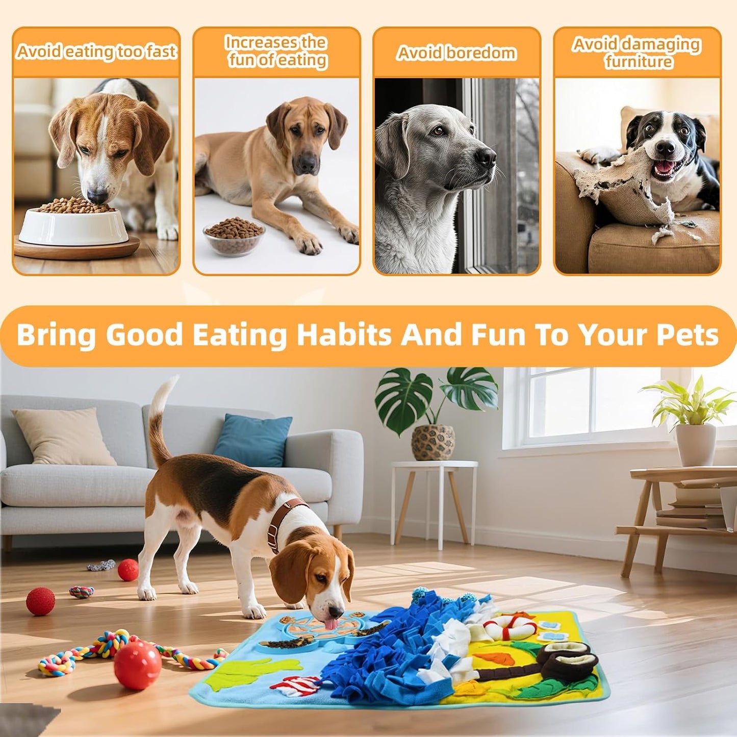 Dog Sniff Snuffle Mat for Dogs Small Puppy Breed Includes Slow Lick Mat, Interactive Dog Puzzle Toy for Boredom, Dogs Sniffing Training Mat for Enrichment with Non-Slip Bottom