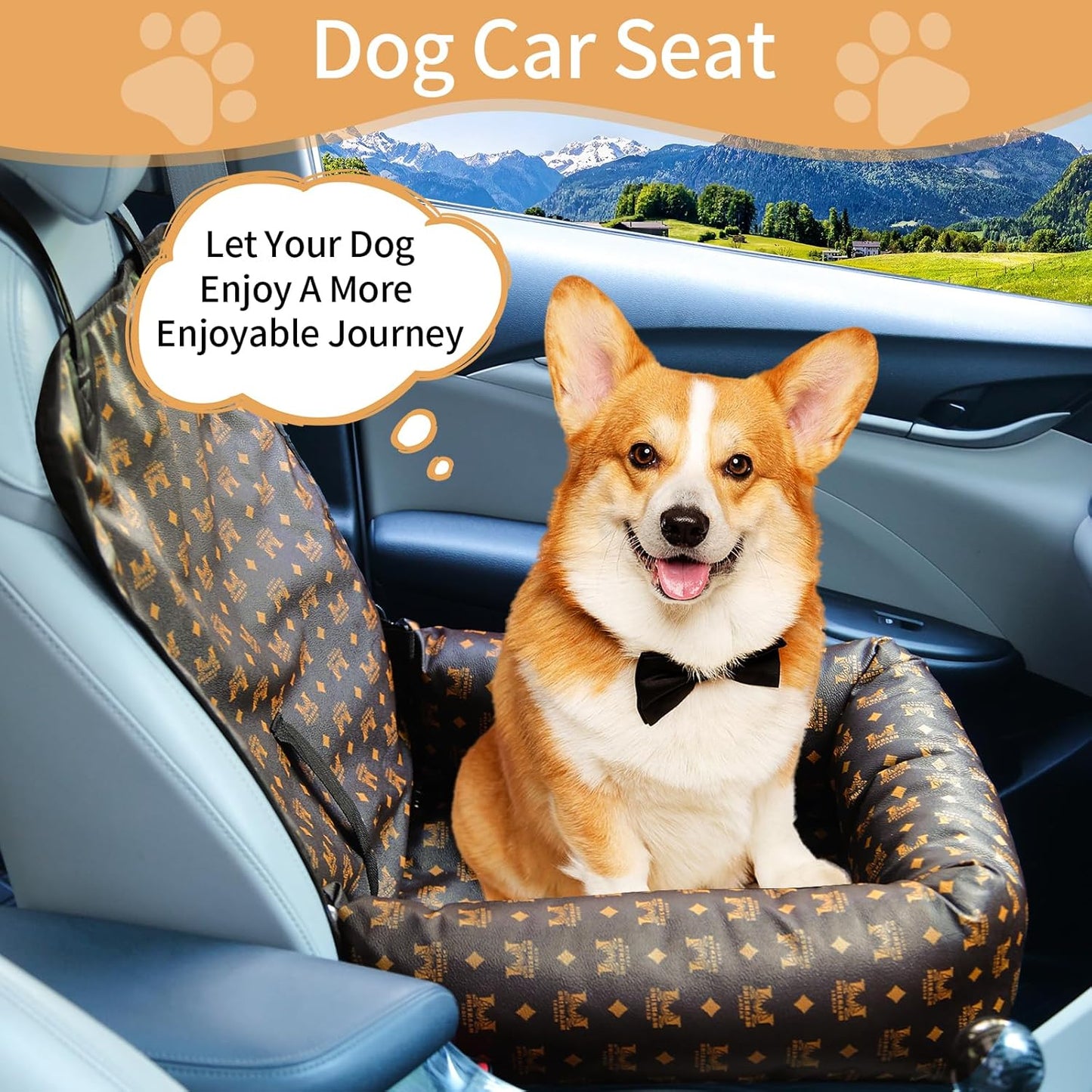 Car Seats for Small/Medium Dogs, Memory Foam Dog Booster up to 35 lbs, Travel Pet Car Seat Washable Dog Bed.