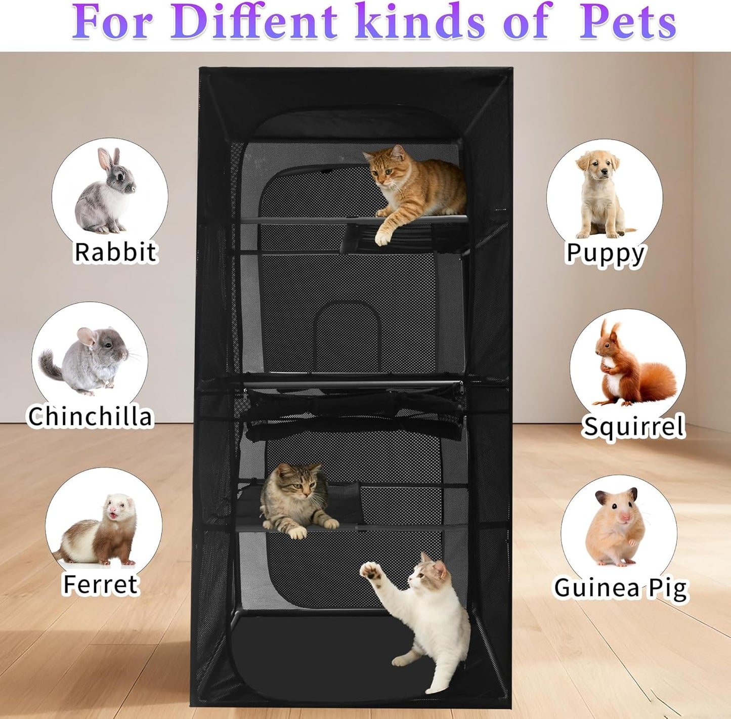 Catio Outdoor Cat Enclosure Window 72.4" H Large Cat Cage with Perches 4 Tiers Cat Patio Playpen Kitten Kennel for Multiple Indoor Cats (36.2“L× 36.2”W ×72.4" H)