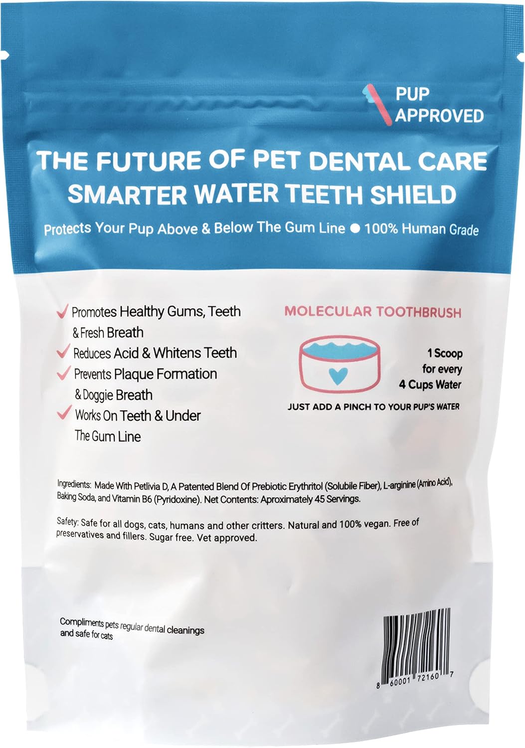 Furpeeps Dog & Cat Dental Care Powder Water Additive – 45 Servings, Dog Breath Freshener, Natural Plaque & Tartar Remover, No-Brush Oral Hygiene for Puppies, Seniors & Multi-Pet Homes, Vet Recommended