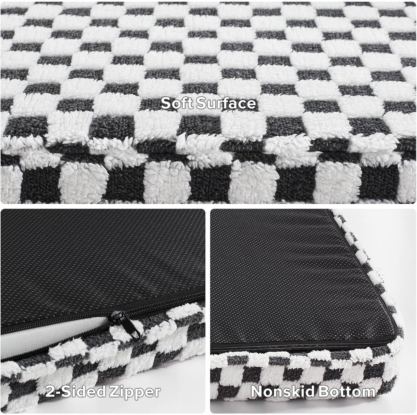 JOEJOY Orthopedic Dog Bed for Large Dogs, Memory Foam Pet Bed with Removable Washable Cover, Cozy Plush Crate Mat, 47×29", Grey