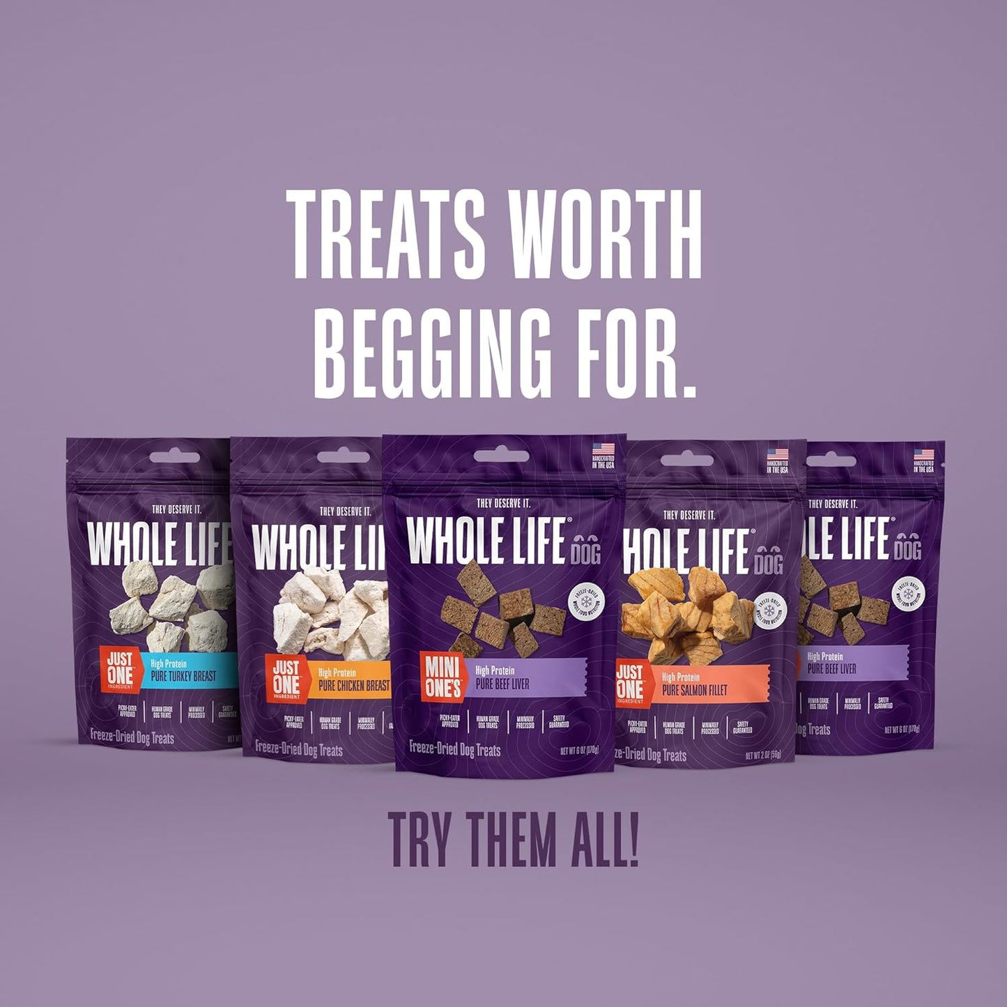 Whole Life Dog Mini Ones Beef Liver Freeze Dried Dog Treats - Human Grade High Protein Food, Healthy Training Snacks, Freeze Dried Food Toppers, USA Made Natural Treats - 6 oz (Pack of 1)