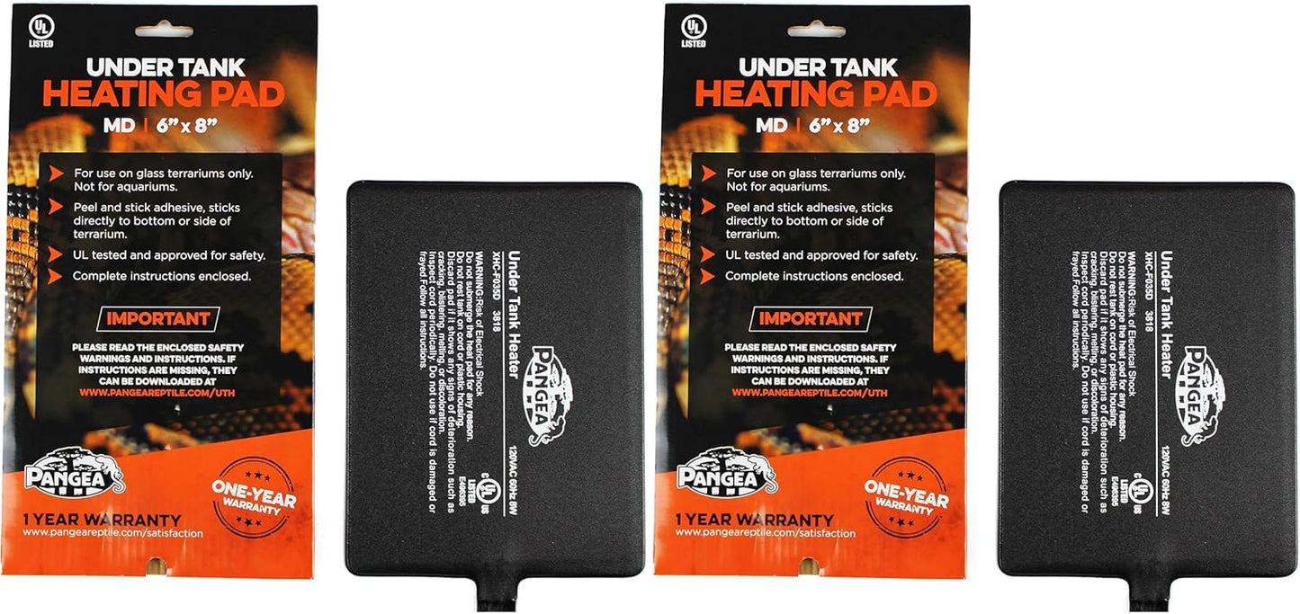 Pangea Reptile Heat Mat (Medium, 6x8, 10-20 gal), Black (UTH6x8) (Pack of 2)