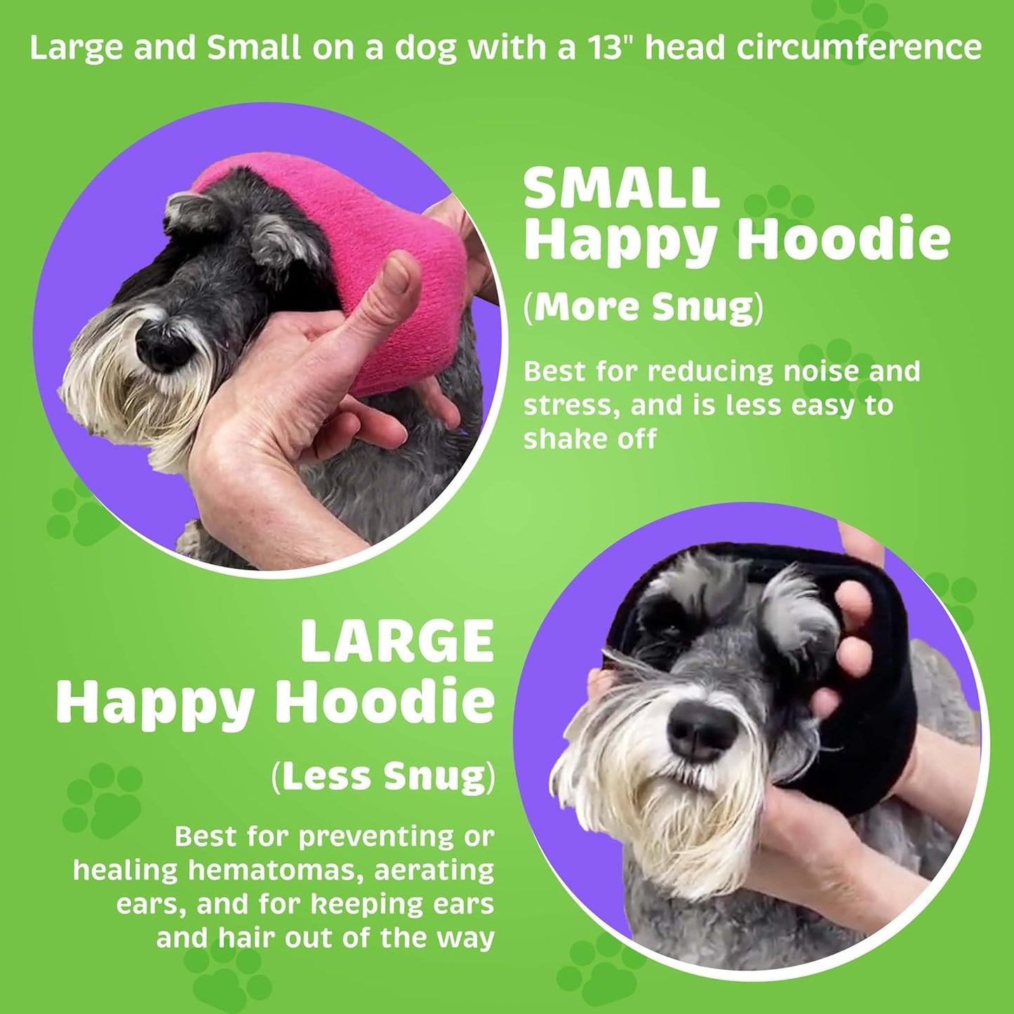Happy Hoodie The Original Dog & Cat Calming Band, Anxiety Relief/Noise Protection-Grooming-Thunder-Fireworks (Large, White)