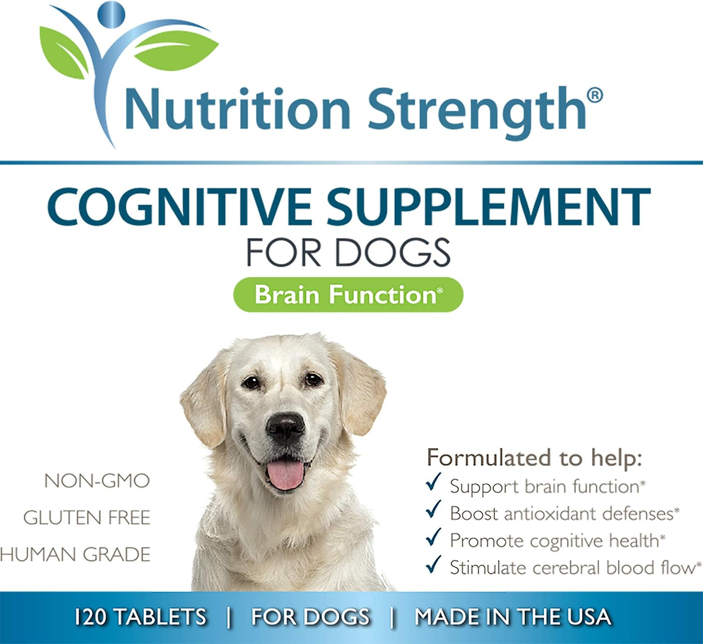 Cognitive Support for Dogs, Promotes Dog Brain Health, Mental Support Supplement for Cognitive Difficulties, 120 Chewable Tablets