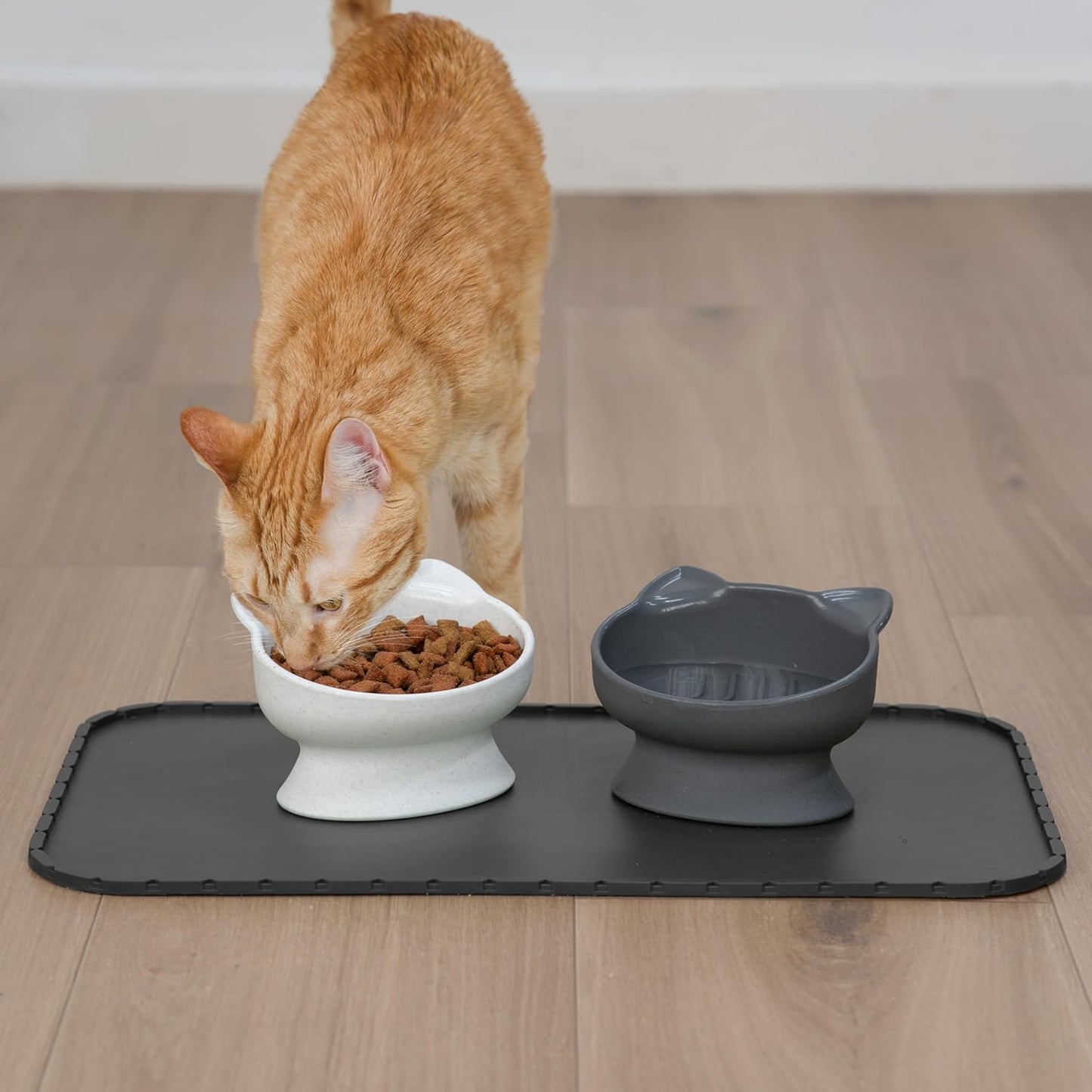 Kitty City Raised Cat Ear Bowls, Small Slow Eat Bowls 2pk (Modern)