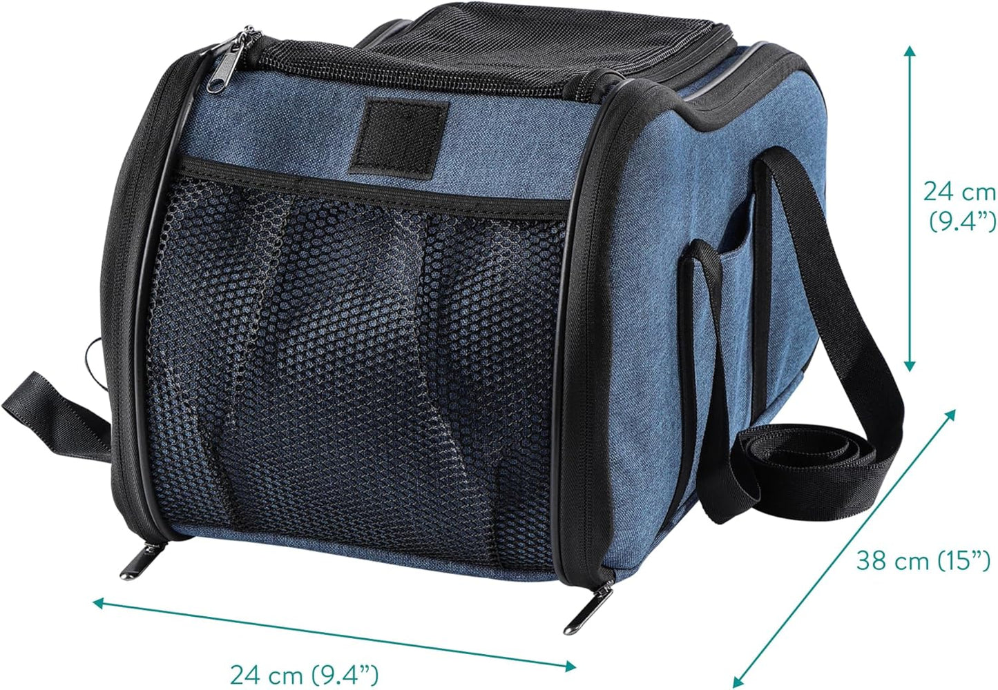 Navaris Dog Car Seat - Secure and Comfortable Pet Carriers for Small Dogs - Centre Console Car Seats - Booster and Bed with Zipper, Leash, and Cushion - Cat, Dog & Puppy Travel Bag