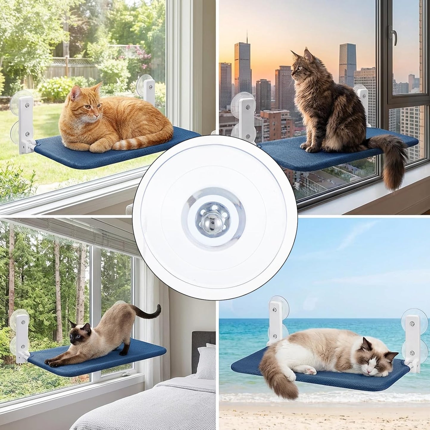 Cat Window Perch Suction Cups, 4 Pcs Clear Strong Cat Window Hammock Suction Cup Replacement for Cats Windows Seat