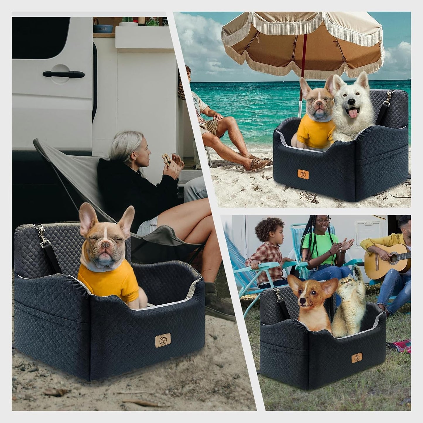 Thick High-Density Sponge Large Dog Car Seat, Comfortable Booster Seats for Large Dogs Under 65lbs,Travel Pet Beds in-Vehicle, Detachable and Washable Car Bed for Pets with 2 Adjustable Seatbelt