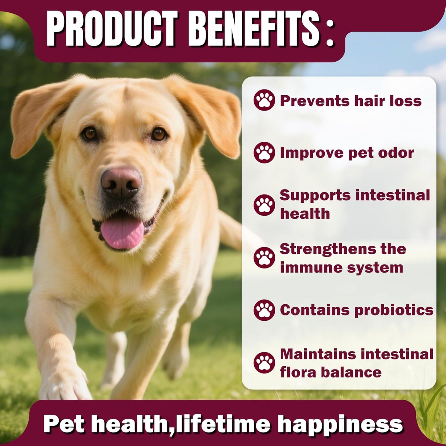 Probiotics for Dogs & Cats, 3 in 1 Formula, Improve Hair Loss, Itchy Skin, Improves Bad Breath, Body Odor, with Iron, Zinc, Manganese & Vitamin C, Gut Health, Yeast Balance(10 Bottles),【Daily use】