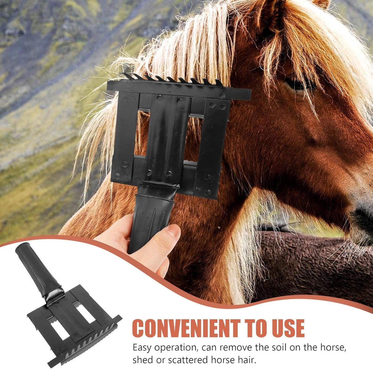 Horse Grooming Brush and Livestock Fur Scraper Metal Itch-Relief Comb Thickened Black for Animal Hair Cleaning and Pet Horse Care