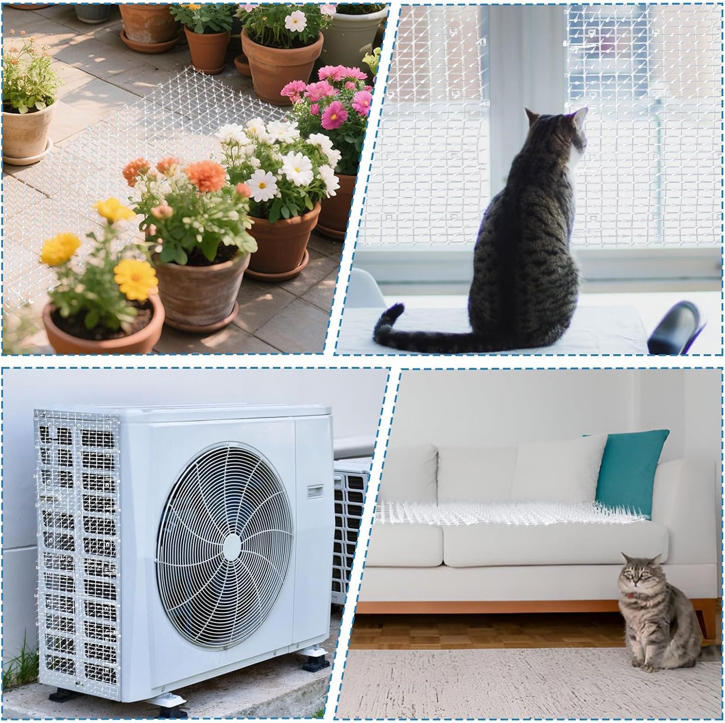 13Ft x 12 Inch Scat Mats for Cats with 12 Ground Stakes 12 Zip Ties, Cat Repellent Mats Training Plastic Cat Scat Mat with Spikes, Cats Digging Stopper Prickle Strip for Indoor Outdoor Sofa Furniture