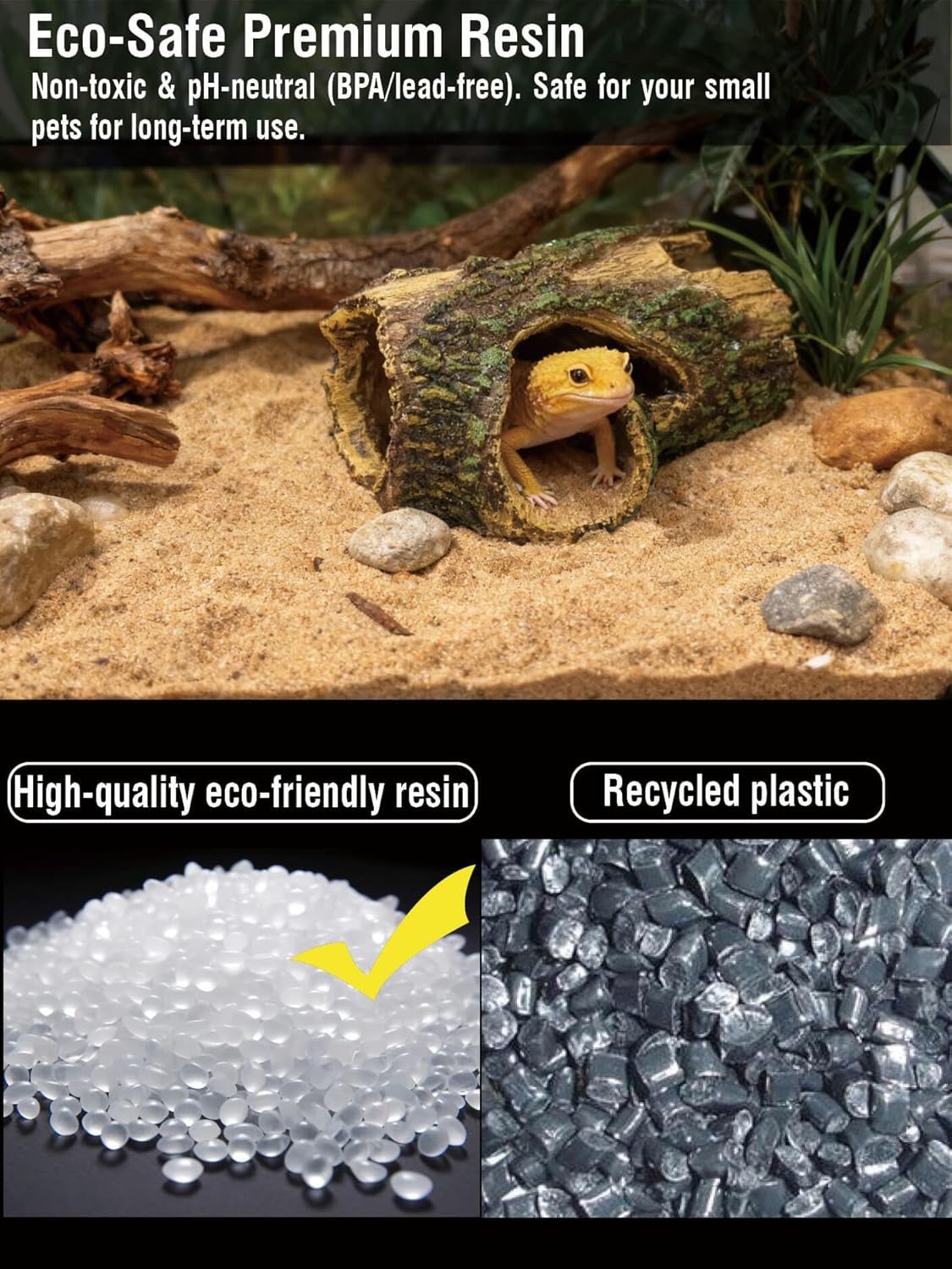 Aquarium Hollow Wood Fish Tank Decorations - Fake Logs Terrarium Décor, Cave and Shelter for Reptiles Hide, Aquarium Hideout for Betta Fish,Shrimp and Turtle,for 20 Gallon Tank