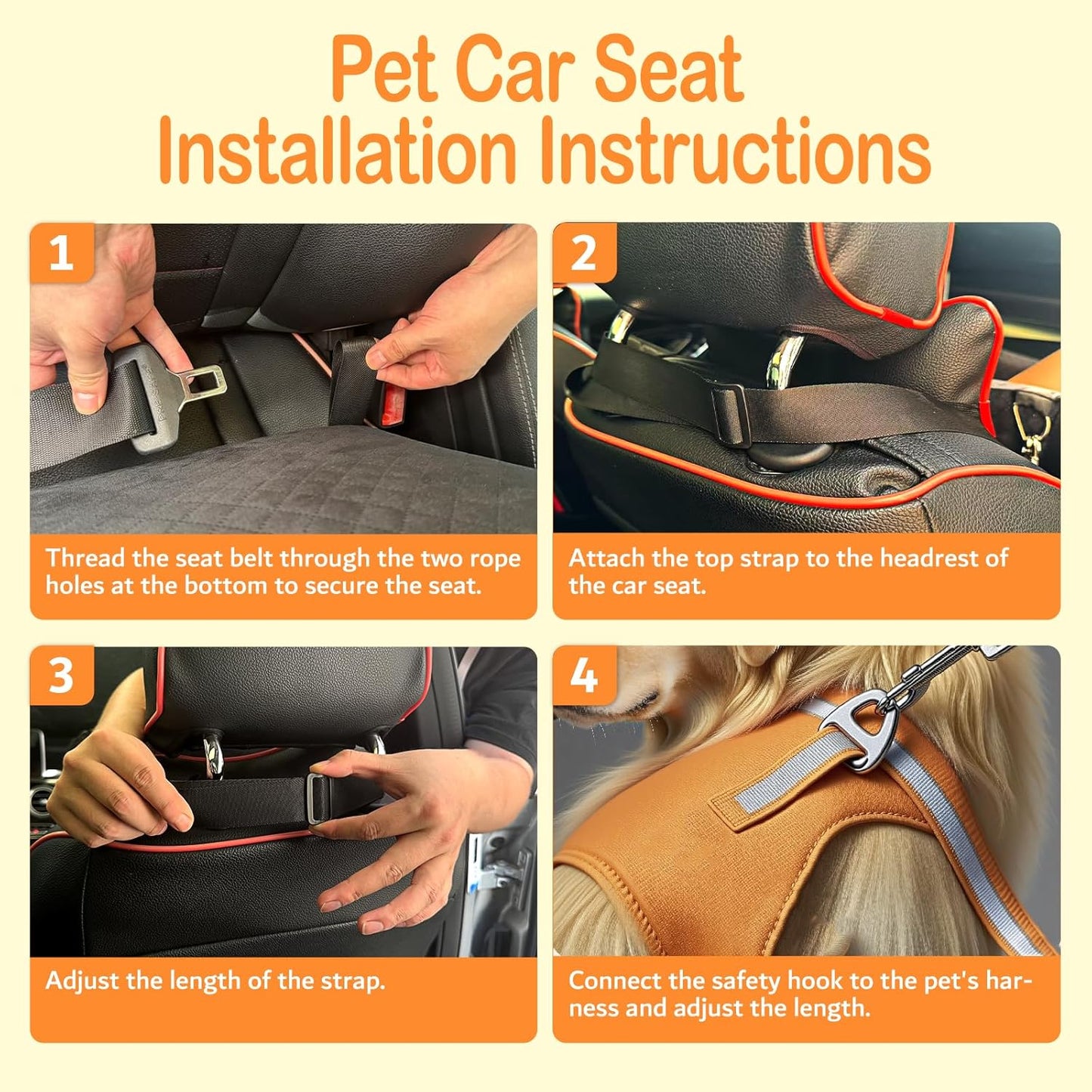 Memory Foam Dog Booster Seat Under 35 lbs, Medium Dog Car Seat, Comfortable Hi-Density Sponge Car Bed for Small/Medium Pets,Detachable and Washable Pet Travel Bed with 2 Adjustable Safety Belt