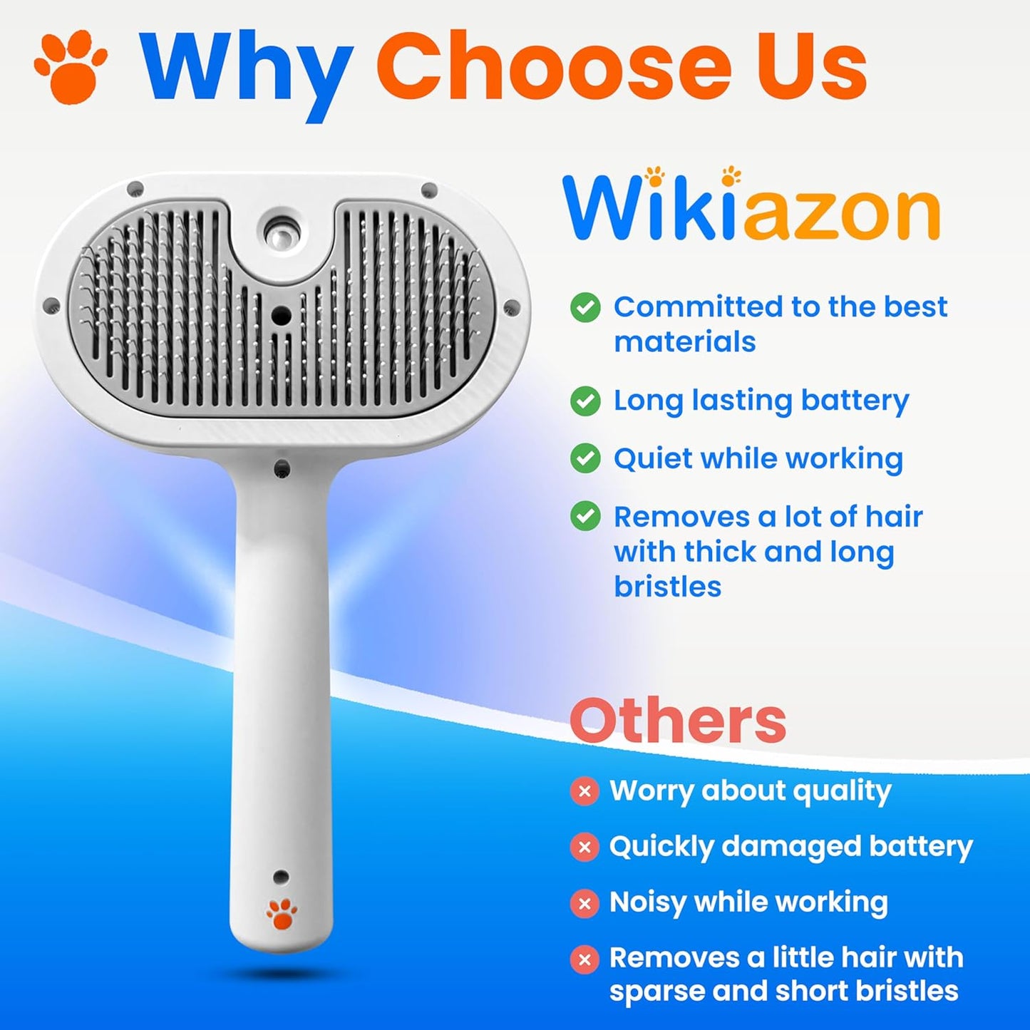 Pet Steam Brush For Cat & Dog - Pets Spray Hair Removal Comb - Cats Indoor Shedding & Grooming Mist Tool - Water Steamer Brushes for Long & Short Haired Dogs - Spritz Defur Comb (White Pro)