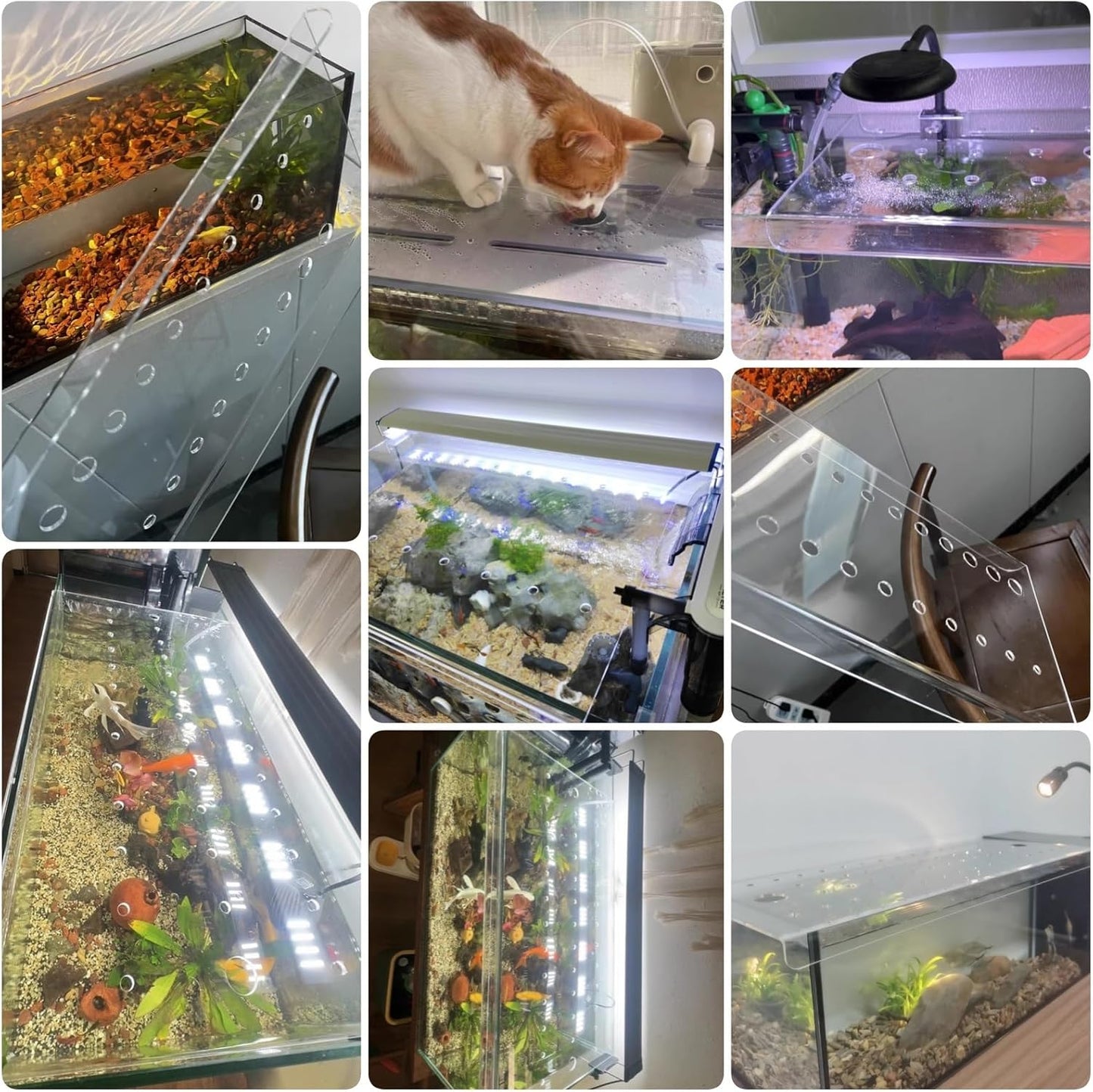 Acrylic Aquarium Anti-Jump Lid, Cat-Proof Terrarium Cover, Fish Tank Hood with Hole, 8-20 Inch Wide (L70xW45cm/27.6x17.7in) - Perfect for Preventing Fish Escape!