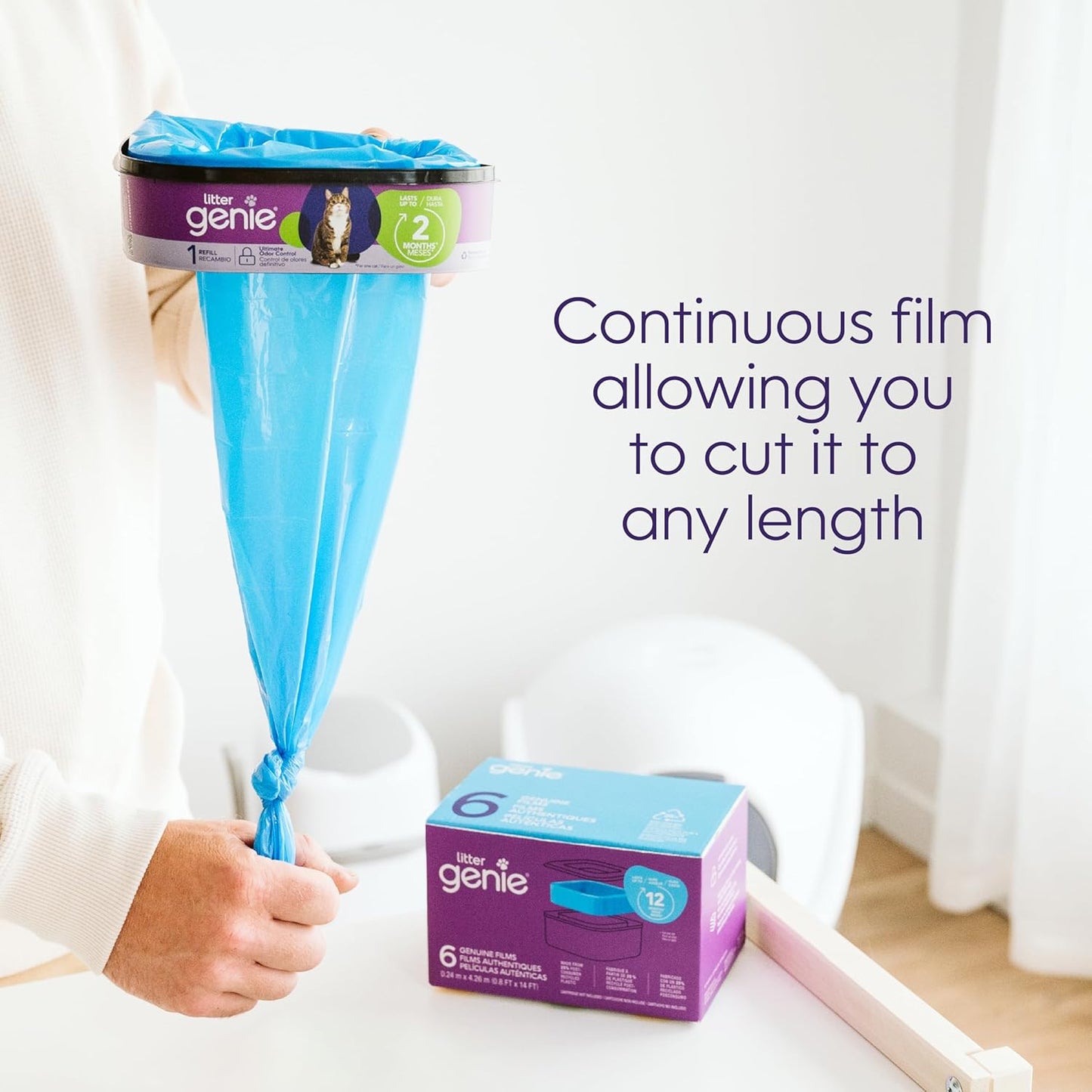 Litter Genie Refill Bags | Stand Alone Genuine Film 6 pk | Compatible with Litter Genie Standard and Jumbo Refills | Ultimate Odor Control Cat Litter Bags | Up to 12 Months of Supply for one cat