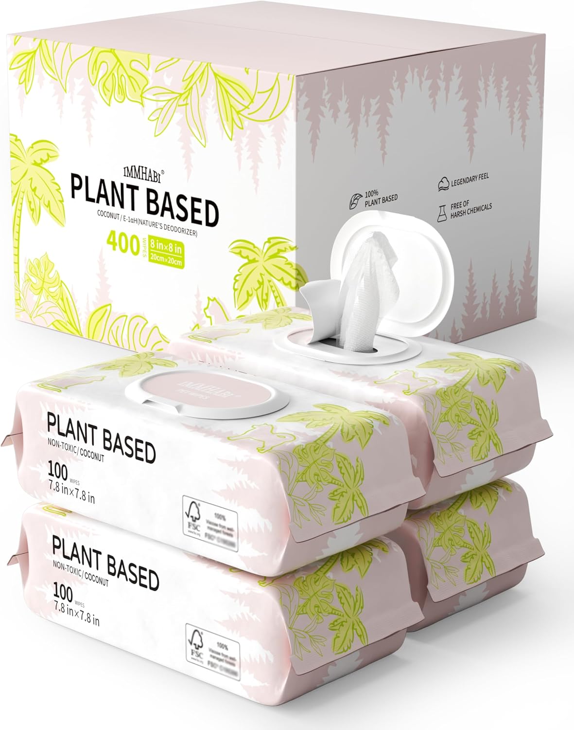 400 PCS Dog Wipes for Paws and Butt Hypoallergenic Pets Cleansing & Deodorizing Anal Gland Hygienic Puppy Wipes for Dogs Face and Body Wipes Cleaning Fur Doggie Wipes Doggy Wipes (Coconut Oil)