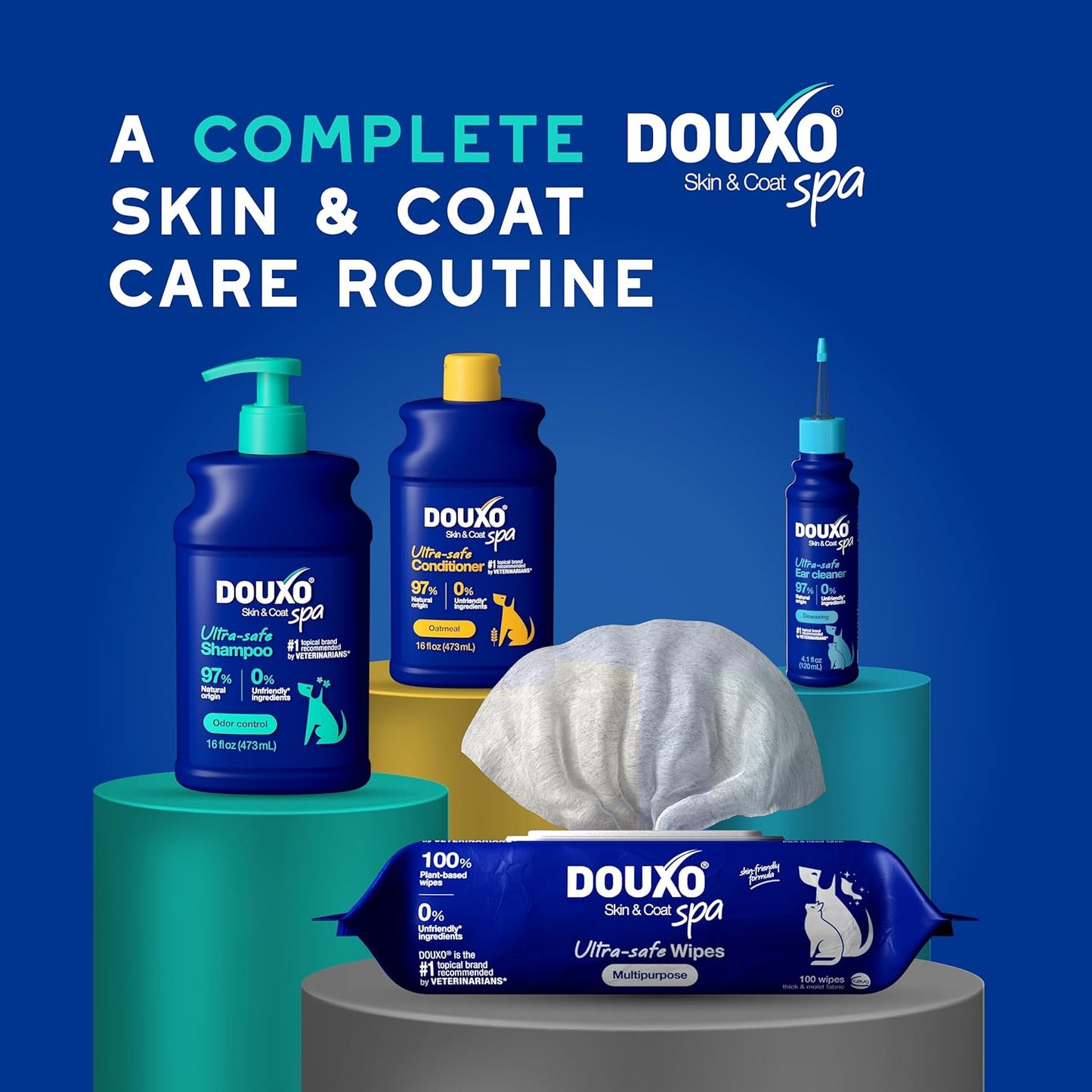 DOUXO® Skin & Coat SPA - Ultra-Safe Odor Control Dog Shampoo for Smelly Dogs, 16 fl oz, Cleans and Hydrates The Skin, Removes Odor, Leaves The Coat Soft and Smelling Great, Skin-Friendly Formula