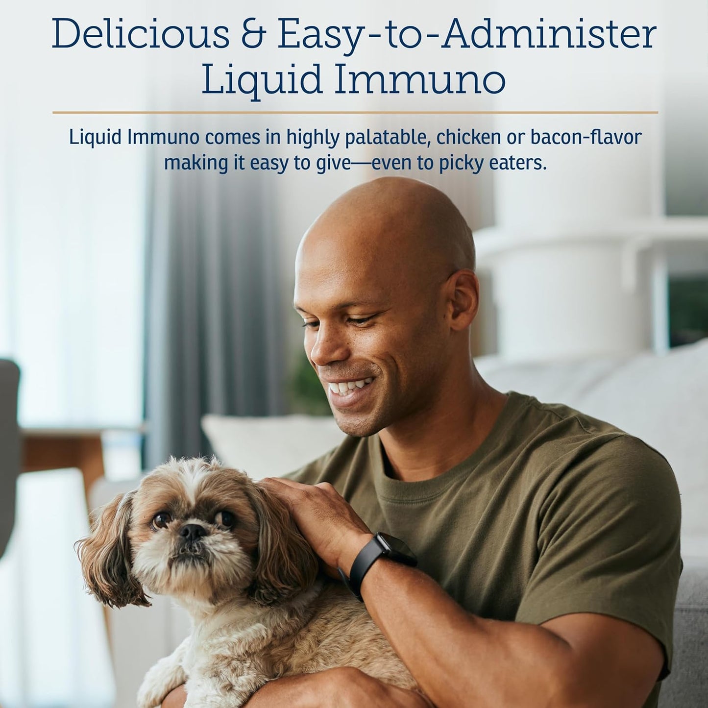 Rx Vitamins Liquid Immuno - with L-Lysine for Cats and Dog Health - Reishi Mushroom Supplement for Dogs & Cat Immune Support - Vitamins and Eye Supplements with Lutein - Bacon (2oz)