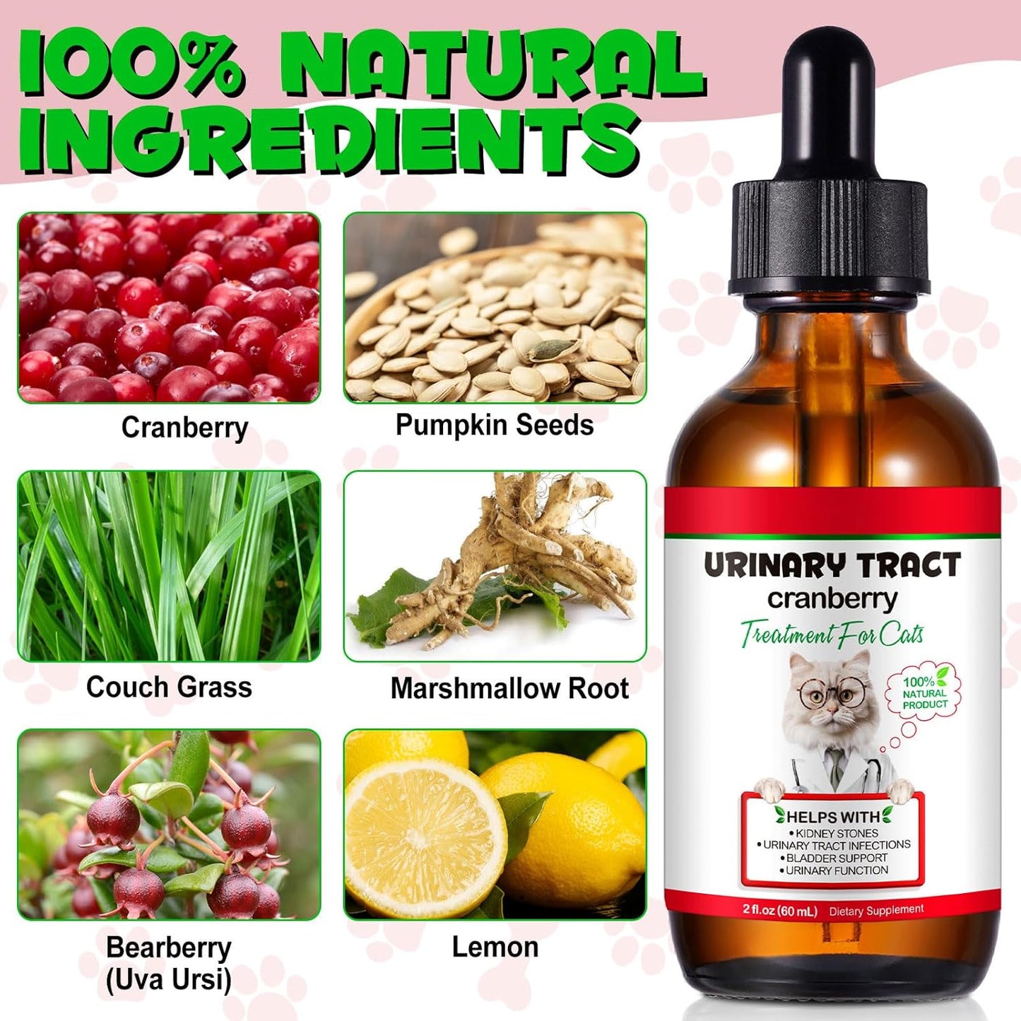 Feline Urinary Tract Health, Cat UTI Remedy, Natural Herbal Supplement 2 fl oz, Supporting Regular Care for Urinary Health