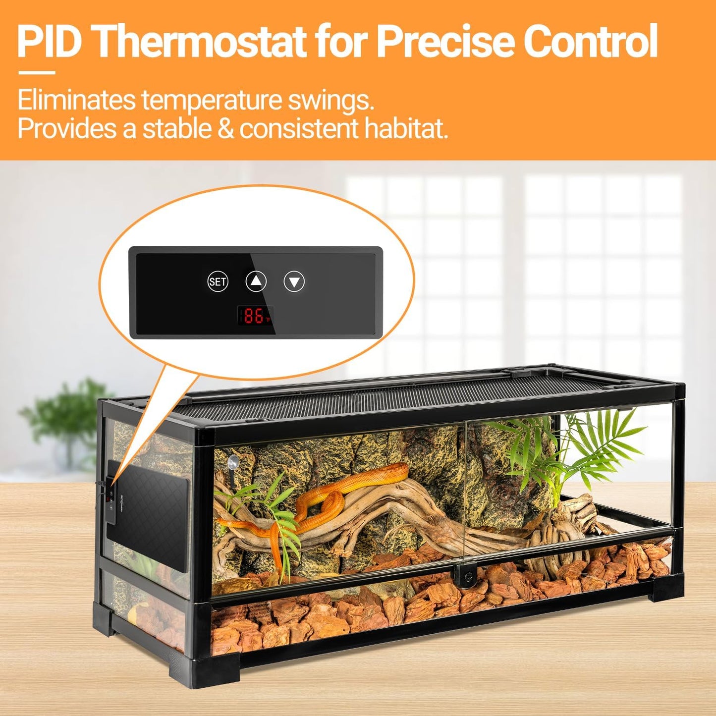 REPTI ZOO Reptile Heat Pad 8 in × 12 in, 23W Reptile Heat mat with Adjustable Thermostat for Turtles, Hermit Crabs, Bearded Dragons, Leopard Geckos, Snakes, Lizards