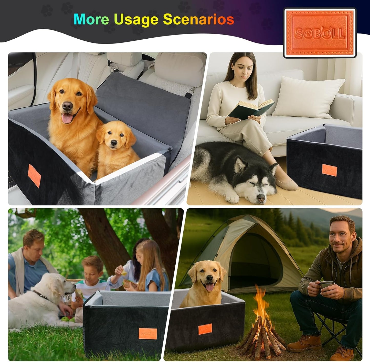 Dog Car Seat - Small Dogs Waterproof Booster Clip-on Harness and Thick Memory Foam Padding Pet Travel Bed Small Dog Car Seat Cover (Black, Large)