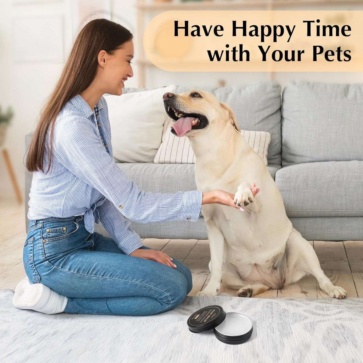 All-Natural Lick Safe Dog Paw Balm for Dogs & Cats | 2 Pack Dog Paw Pad Balm Paw Protector, Moisturizer & Soother for Dry Cracked Paws & Noses | Snout Soother for Dogs (1.23oz*2)