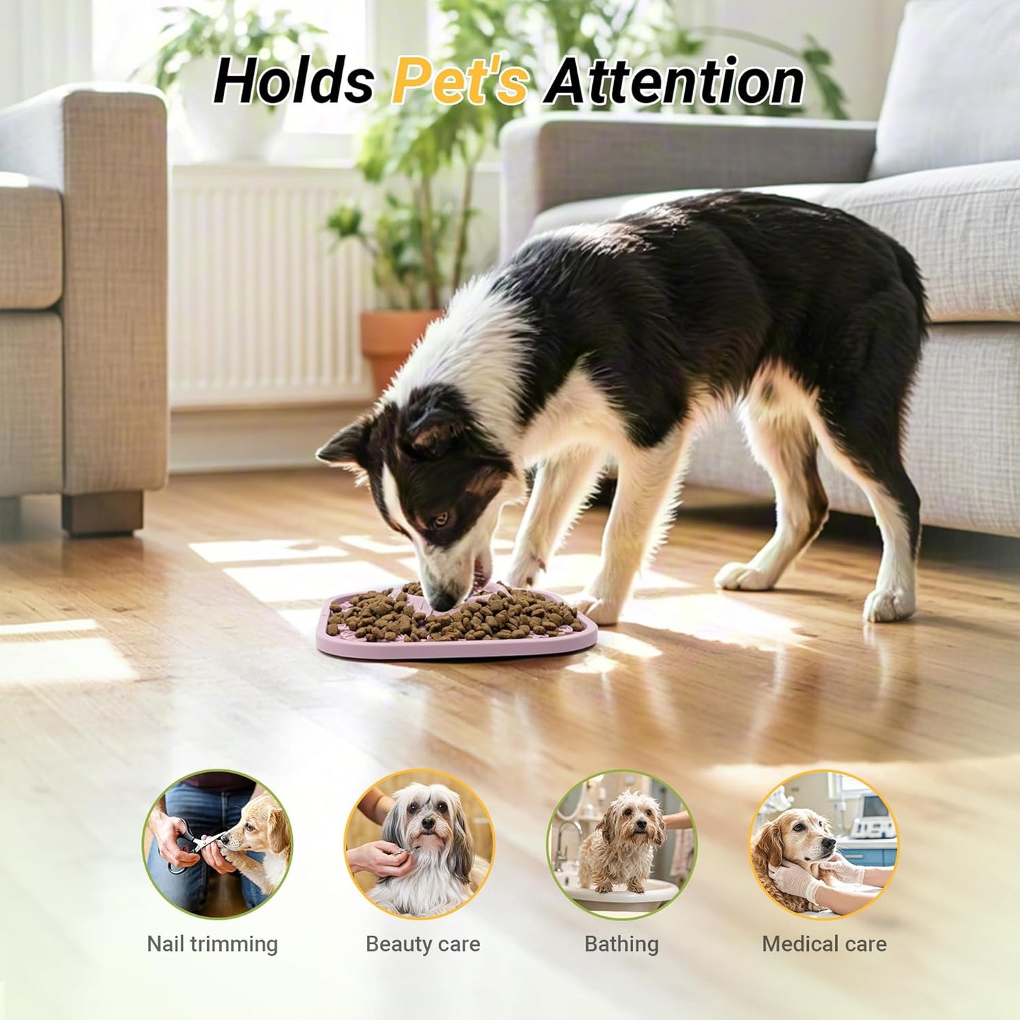 Silicone Volcano Lick Mat for Dogs with Suction - Dog Cat Lict Mat to Keep Them Busy - Puppy Lick Mat for Anxiety Relief (Blue and Yellow)