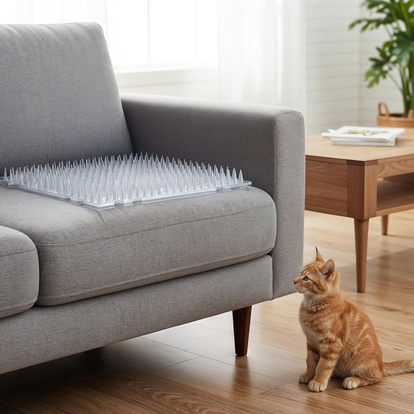 SHENLIU 16 Pieces Cat Deterrent Mat, 16 x 13 Inches Clear Plastic Cat Deterrent Repellent Mat with Spikes Keep Dogs Off Counter Anti Pet for Outdoor Indoor Plants Garden Sofa Window