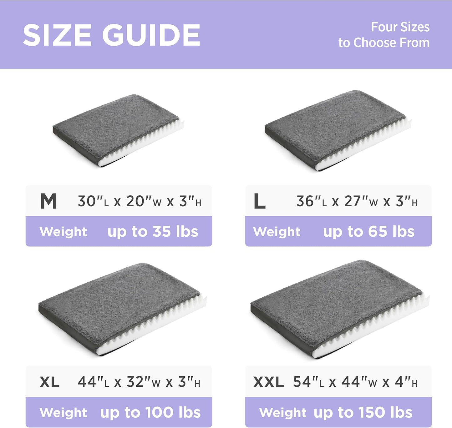 LE SURE XL Washable Dog Bed Cover Replacement Plush Fleece Cover for Orthopedic Egg Crate Foam Pet Mat 44x32x3 Inches, Dark Grey