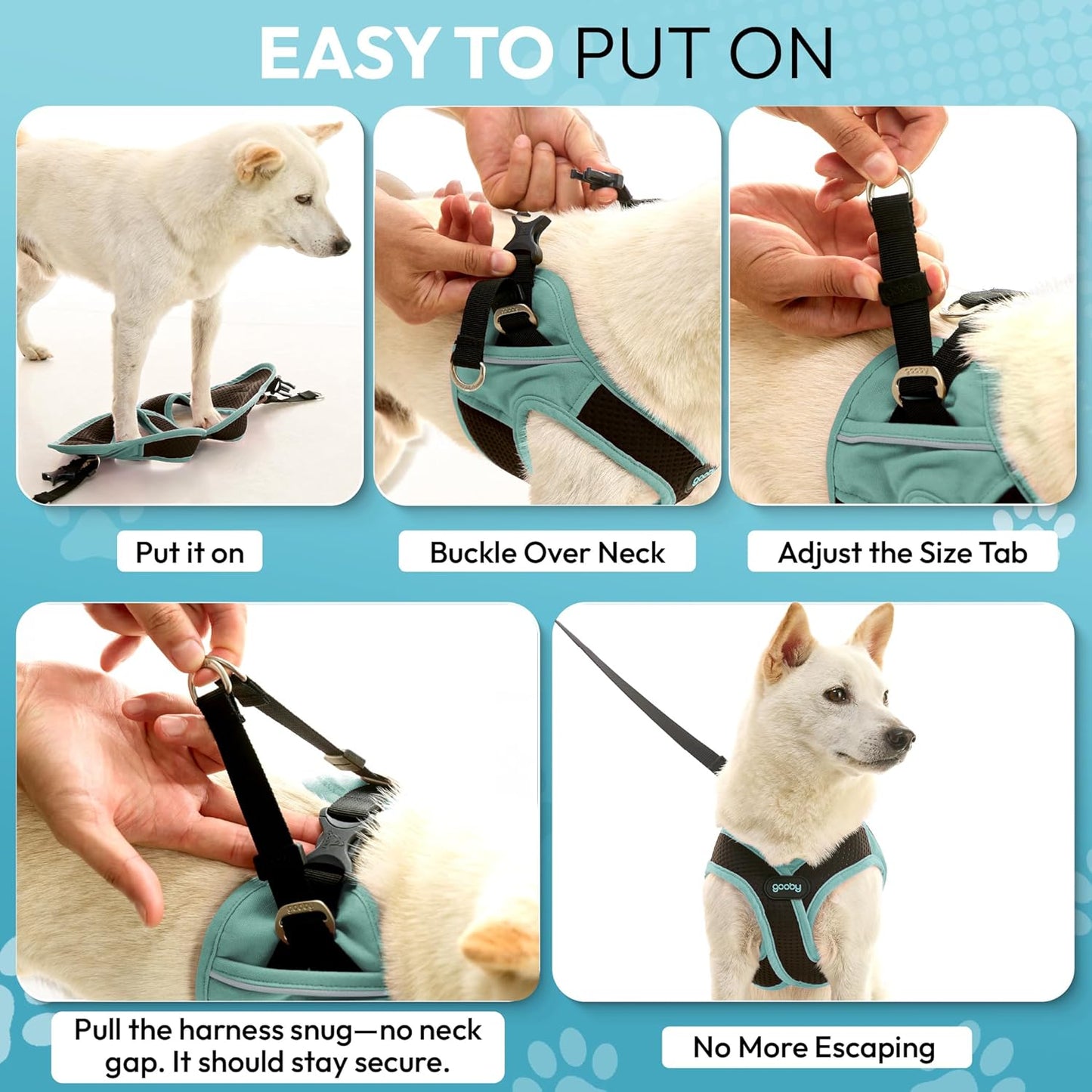 Gooby Escape Free Easy Fit X Step in Dog Harness - Seattle Blue, Small