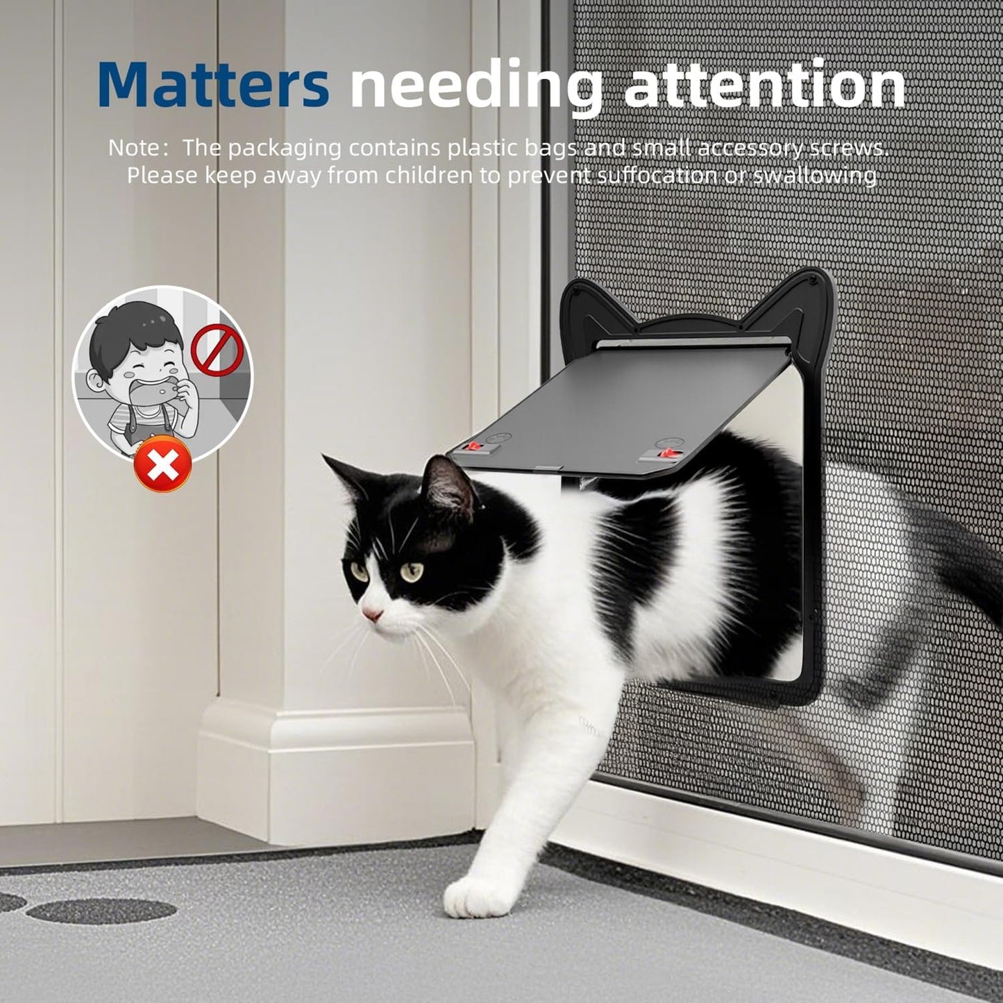 Pet Screen Door for Small Dogs & Cats - Heavy Duty Magnetic Lockable Flap, Inside Door 8.59x6.62inch, Easy Install for Sliding Glass/Patio Doors Screen, Scratch-Resistant & Security Latch (Size M)