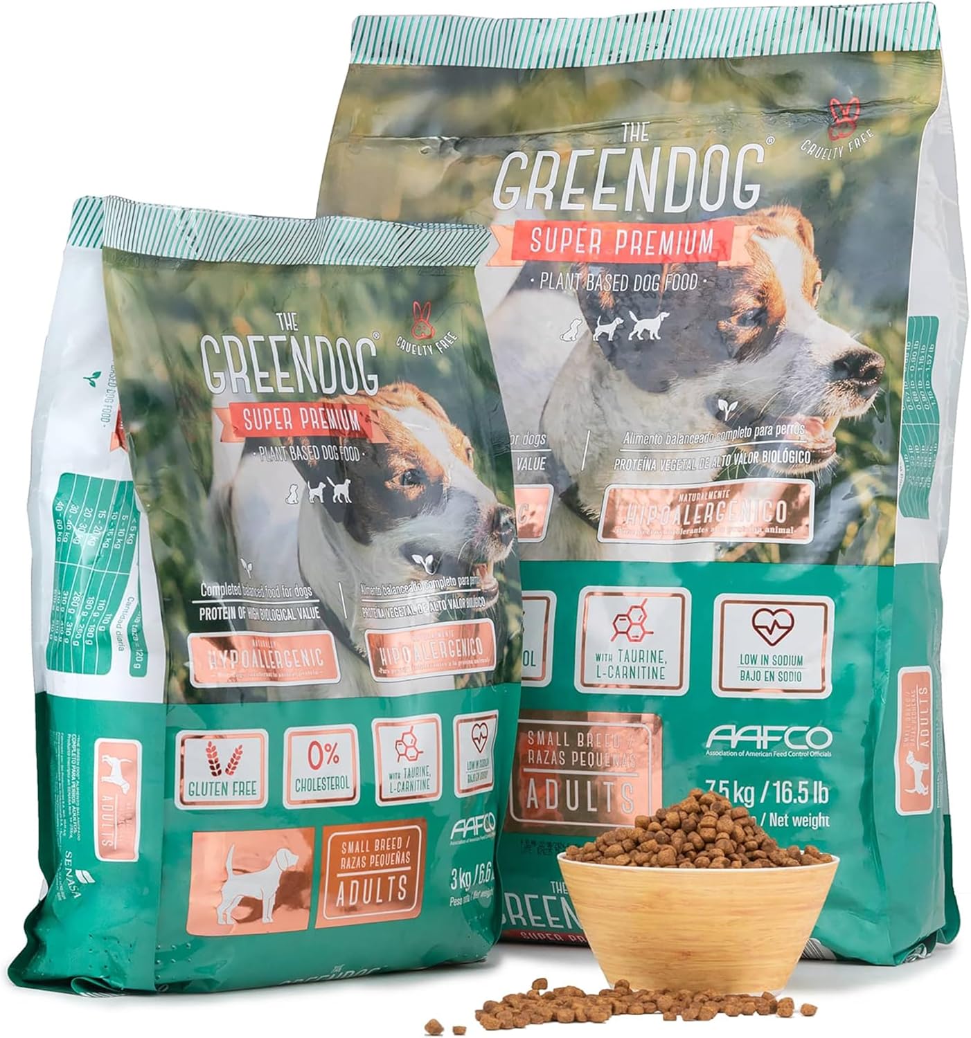 The Green Dog: Super Premium - Adult Small Bite - 16.5 Lb Bag Dog Food - Plant Based Protein, Vegan Dry Pet Kibble, Gluten Free, Complete Nutrition