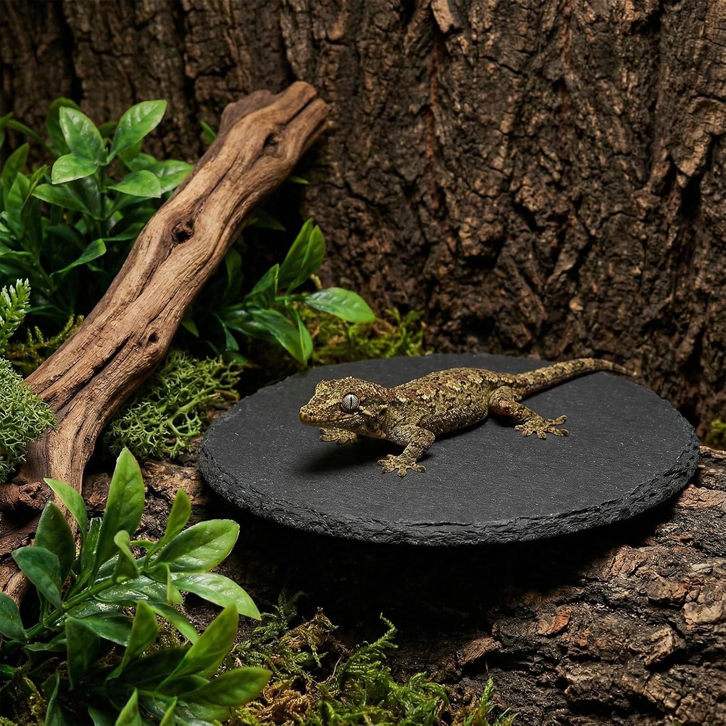Reptile Basking Platform Rock Tortoise Turtle Rock Slate Plate Food Bowl Habitat Slate Bearded Dragon Basking Platforms Food Bowl Round Slates Tiles for Reptiles Crested Lizard FrogBearded, 6 × 6"