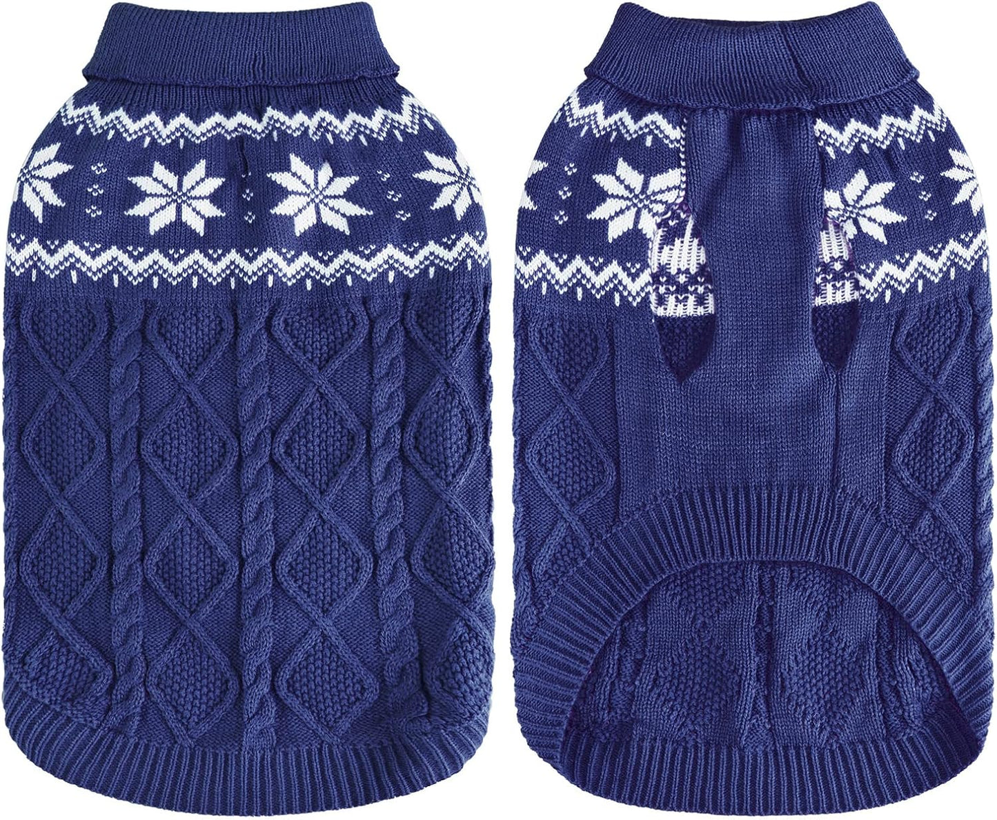 Warm Winter Dog Sweater - Cold Weather Pet Clothes for Small Medium Large Dogs Indoor Outdoor, Soft Classic Knit Puppy Apparel