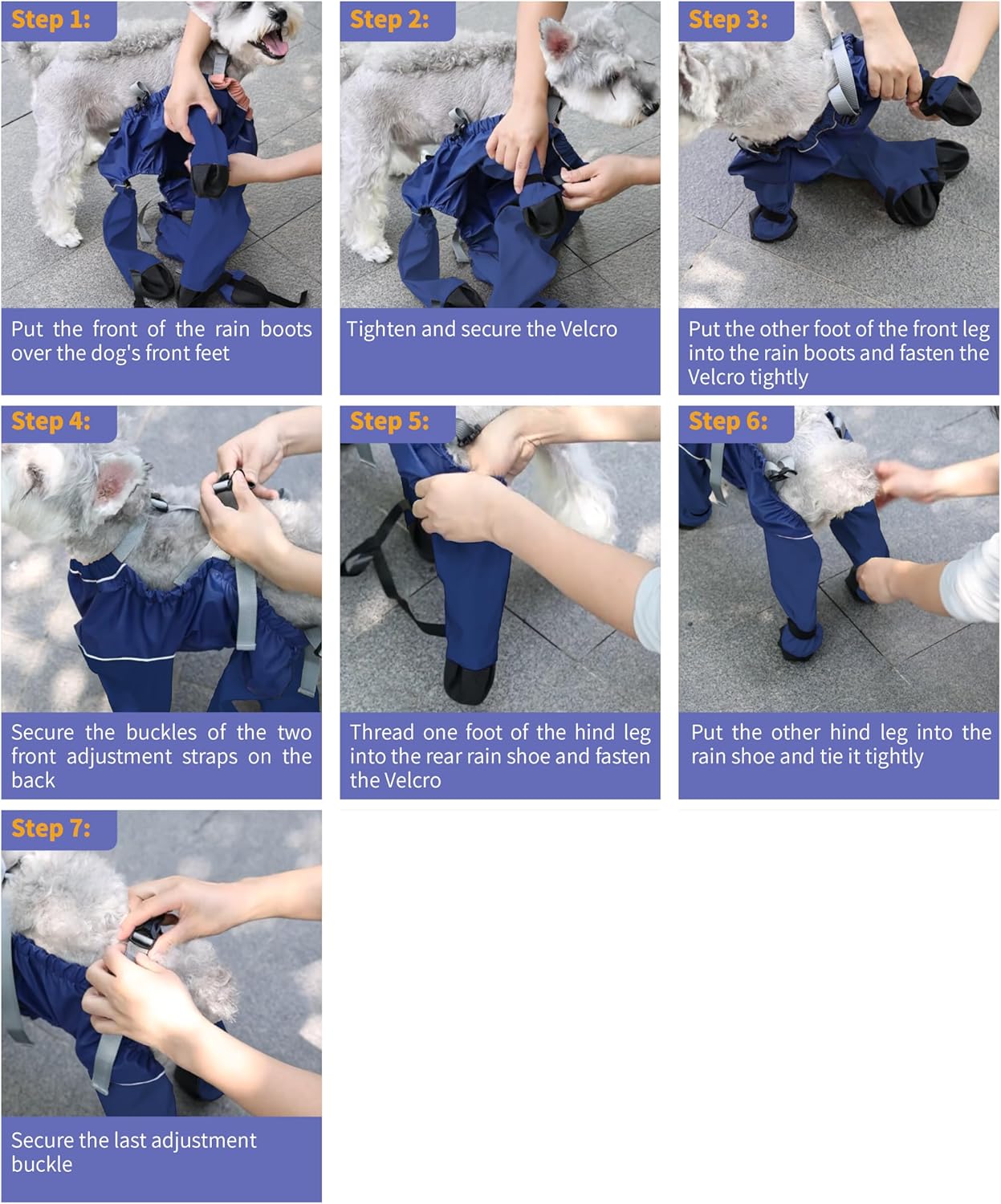 Waterproof Dogs Boots Anti Slip with Reflective Straps, Pets Boots with Suspenders for Snow and Rain Days Small to Medium Dogs, One-Piece Design Paw Protectors for Walking Grassland, Blue (M)