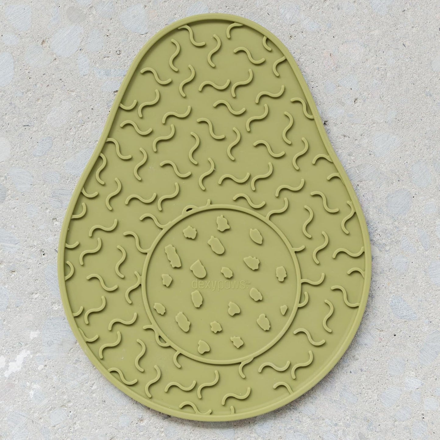Enrichment Lick Mat: Avocado - Grooved Dog Feeding Pad, Food Grade Silicone, Spread Food Or Treats onto The Mat, Pet Soothing, Suction Back