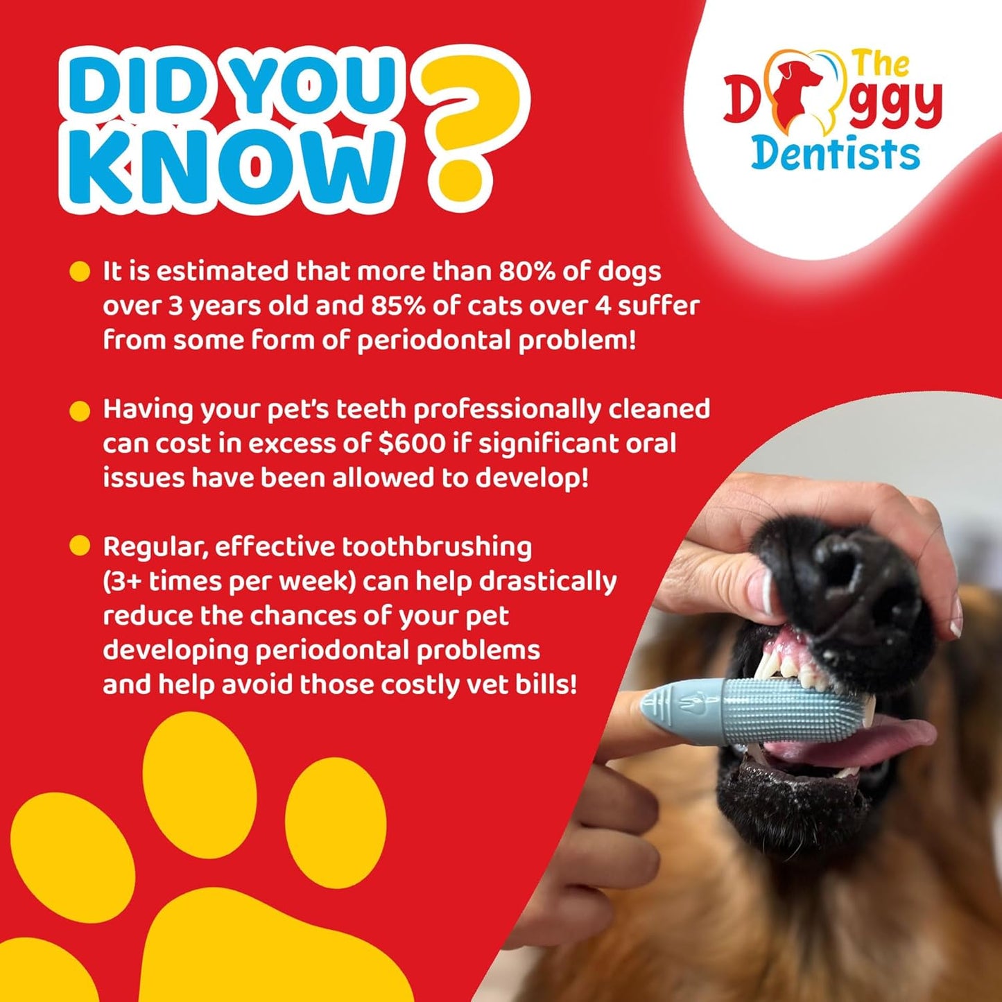 Dog Toothbrush Cat Puppy Finger Toothbrush | Pack of 2 with Storage Cases | Remove Plaque & Tartar Fights Bad Breath | 360° Bristles | Cat Dog Teeth Cleaning Products