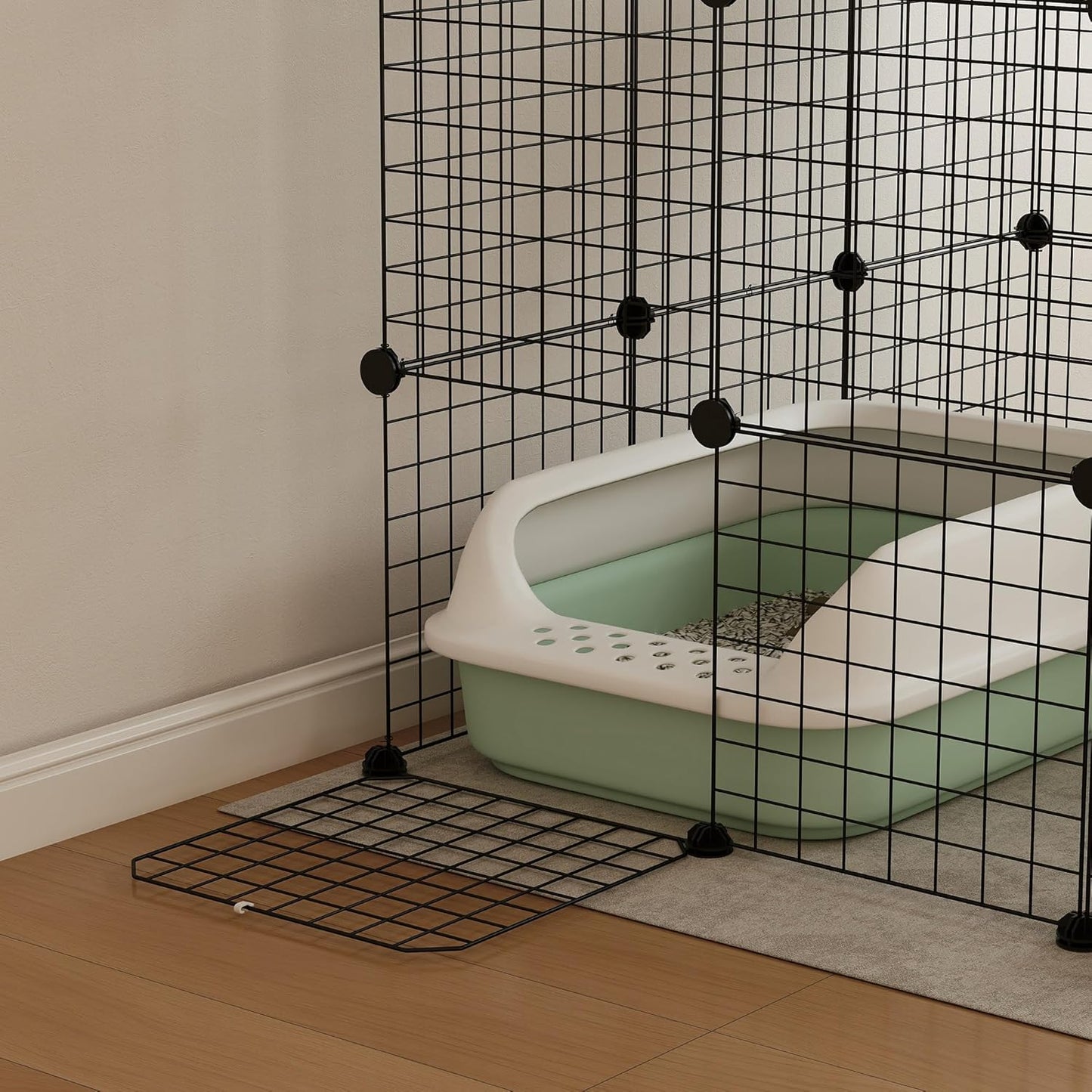 PawHut Cat Cage Indoor, DIY 4 Tier Cat Enclosure with Hammock, 3 x 3 x 4 Detachable Wire Cat Kennel with Ramps, Jumping Platforms, Doors, for 1-3 Cats, 41" L x 41" W x 55" H, Black