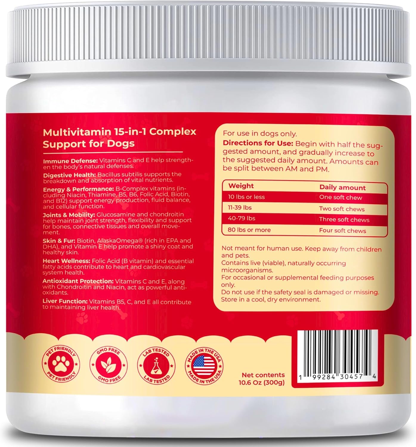 Dog Multivitamin, chewable multivitamin for Dogs, Supplements for Hip & Joints, Skin & Coat, Omega 3 Oil for Immune, Heart & Digestive Health, Senior & Puppy Multivitamin - Chicken Flavor - 120ct