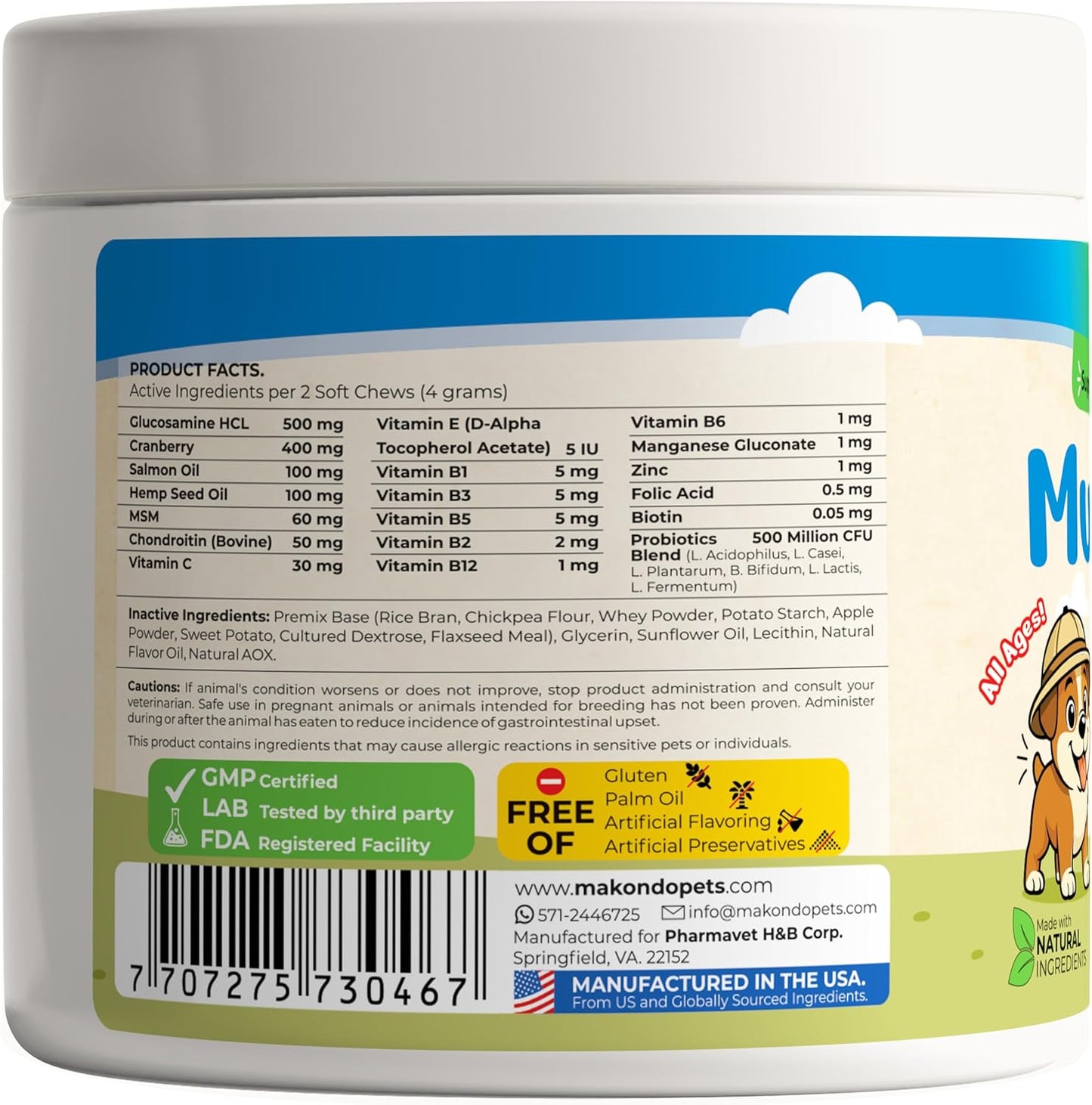 Dog Multivitamin 12 in 1 Supplement 120 Soft Chews - Joint Support + Gut Digestive Enzymes & Probiotics + Cranberry Urinary Health & Vitamins for Energy, Skin, Coat, Liver & Immune Aid Dog Vitamins