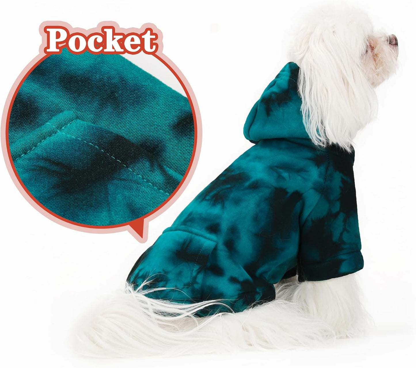 Chic Tie-Dye Dog Hoodie with Practical Pocket - Fashionable and Cozy Sweatshirt for Small, Medium, and Large Dogs, Ideal for Casual Outings and All-Day Comfort in Vibrant Colors. Cyan L